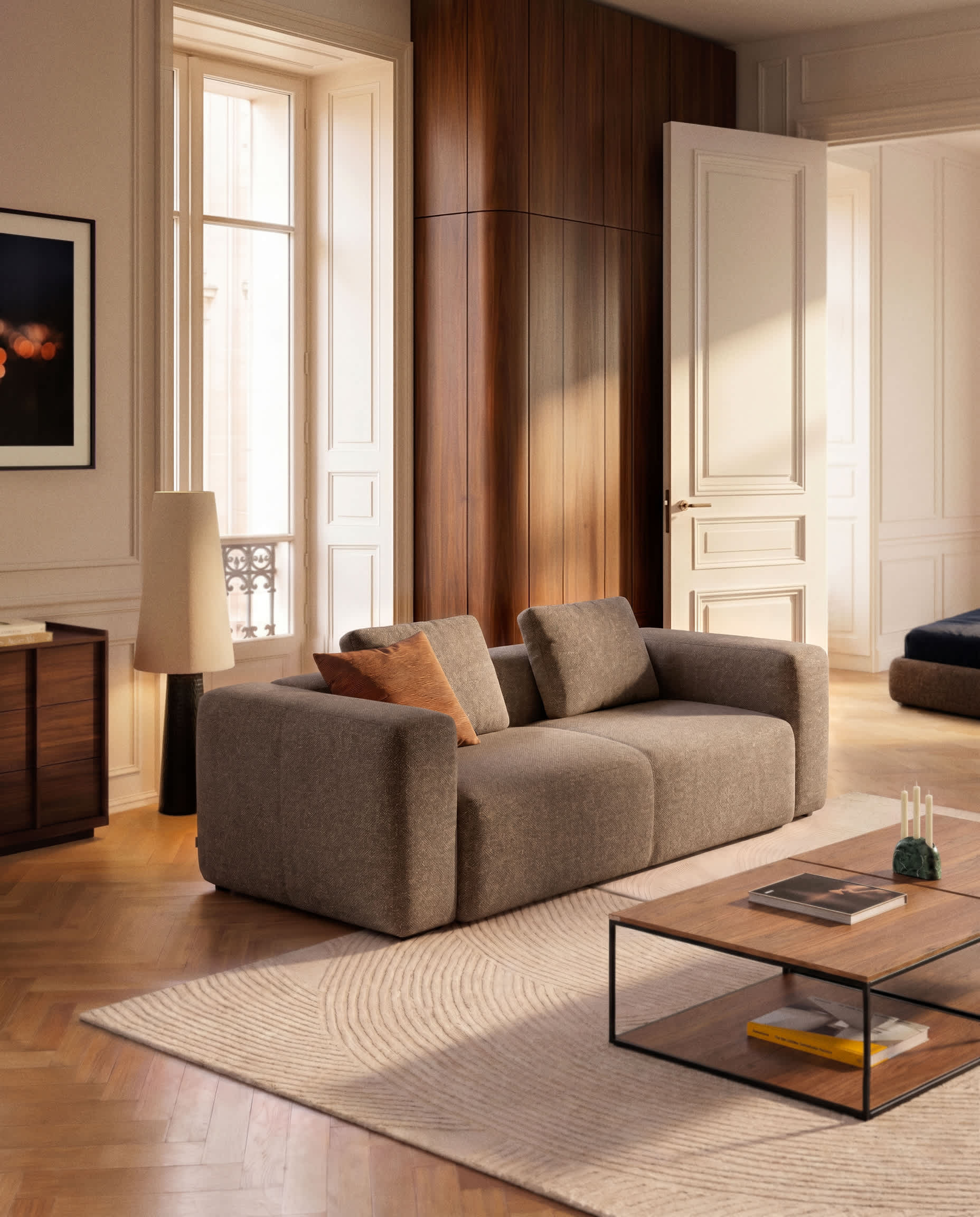 Blok brown chenille 3-seater sofa 240cm FSC Mix Credit