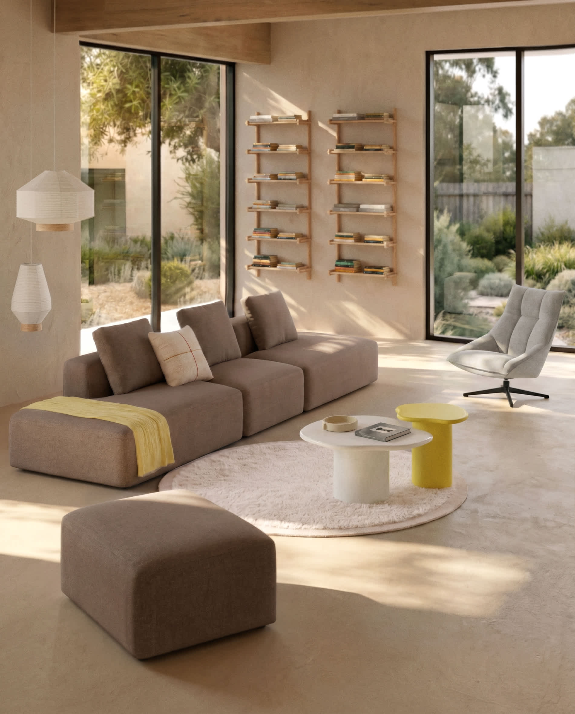Blok brown chenille 4-seater sofa 380cm FSC Mix Credit