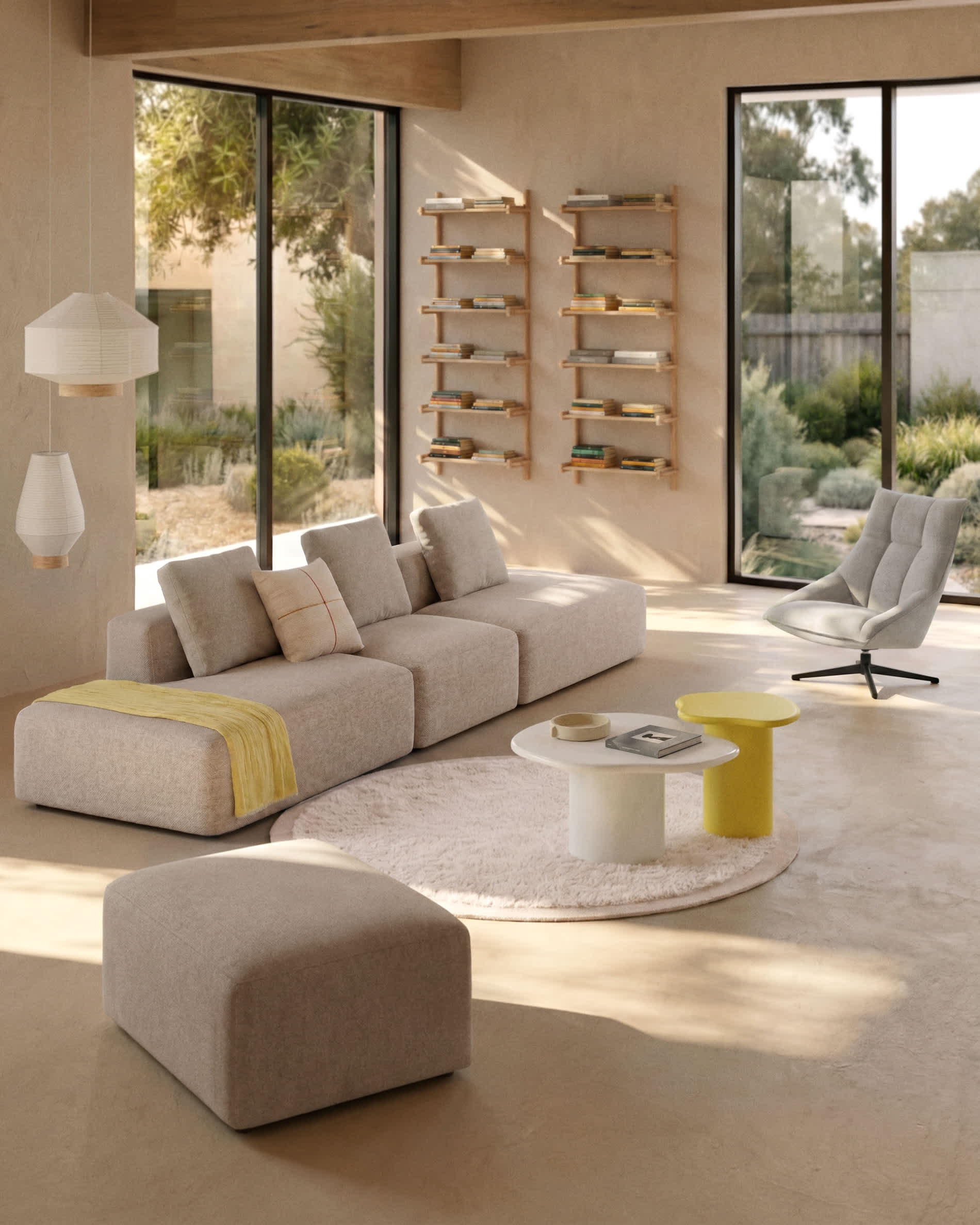Blok beige chenille 4-seater sofa 380cm FSC Mix Credit