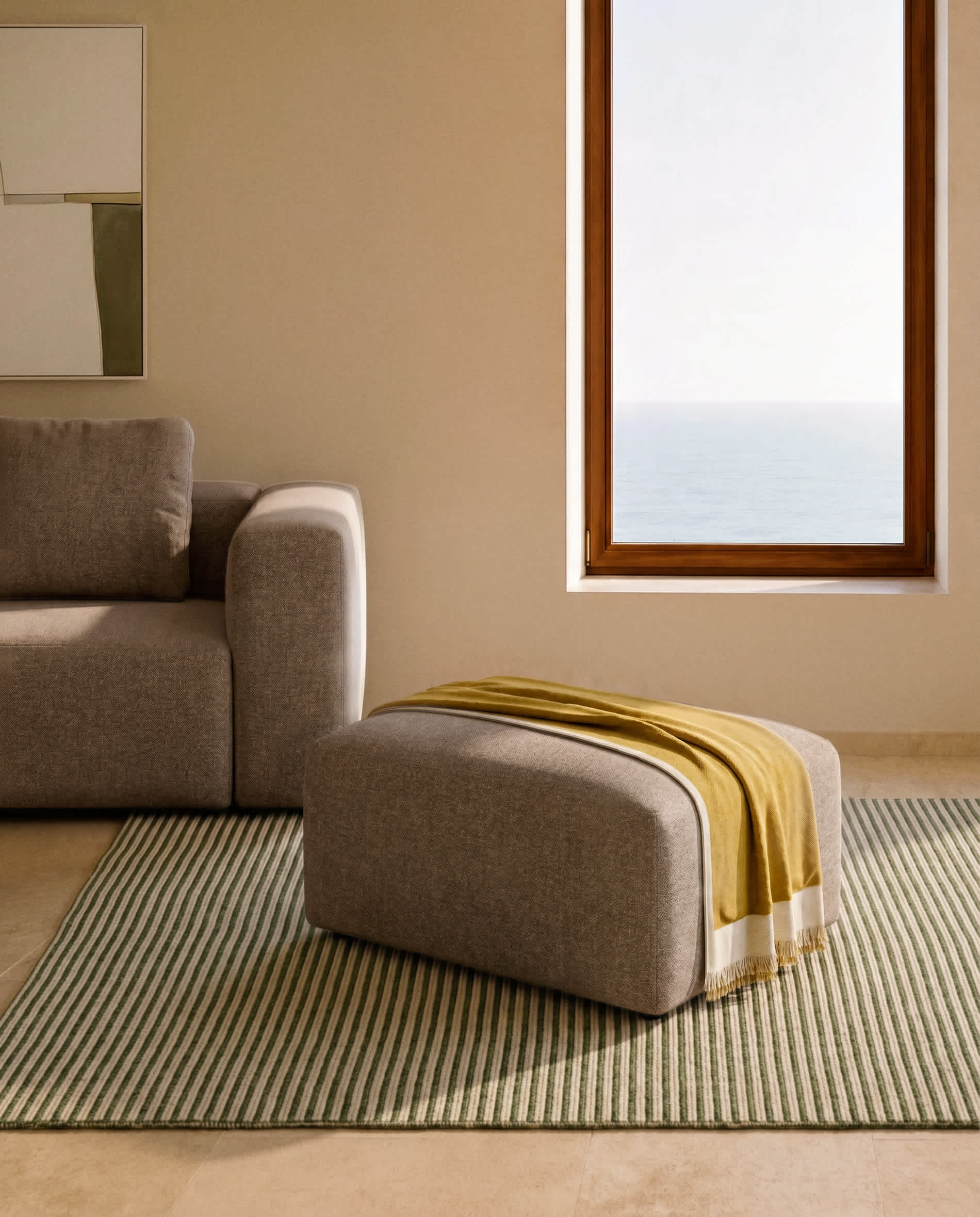 Blok brown chenille footrest 90 x 74cm FSC Mix Credit