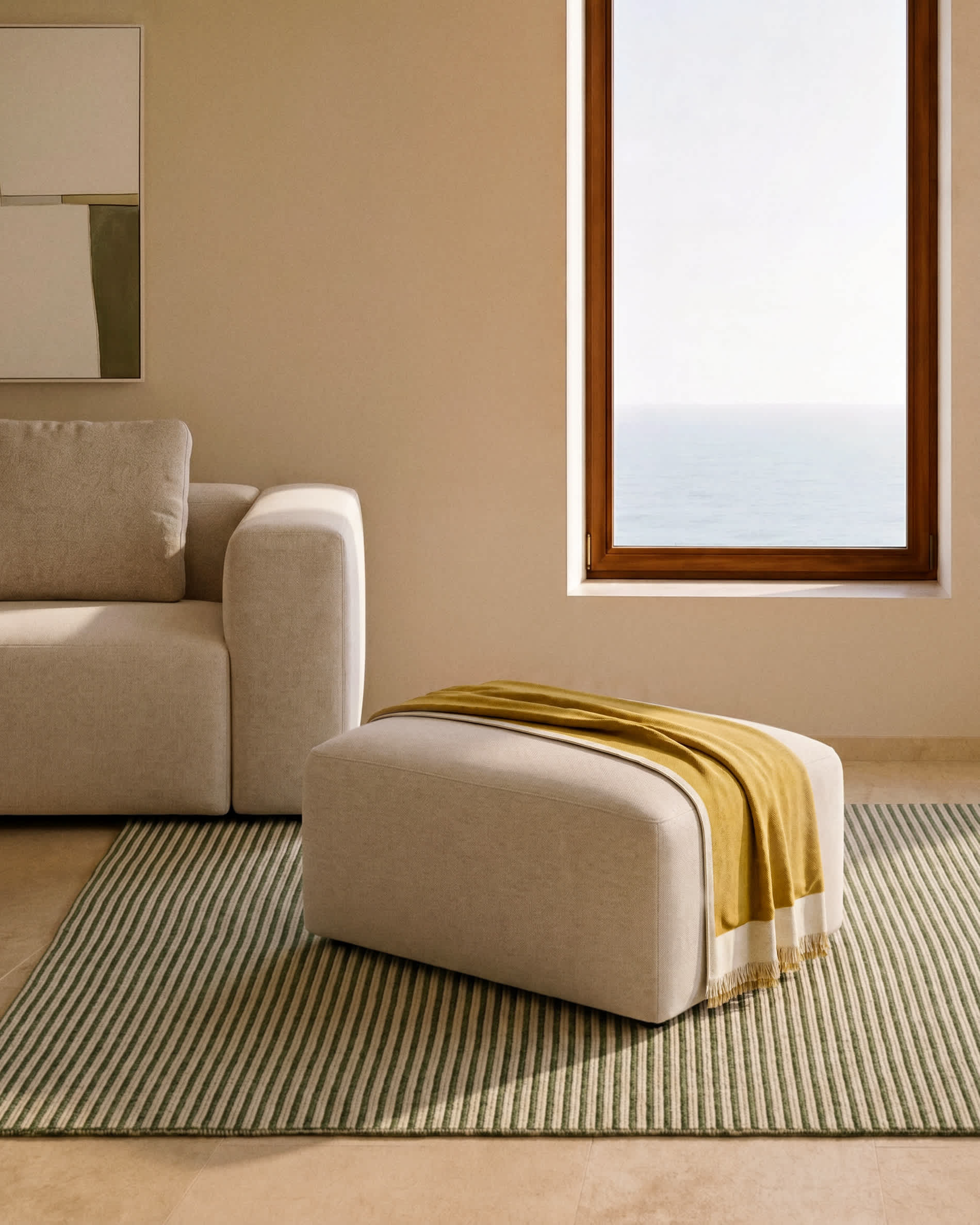 Blok beige chenille footrest 90 x 74cm FSC Mix Credit