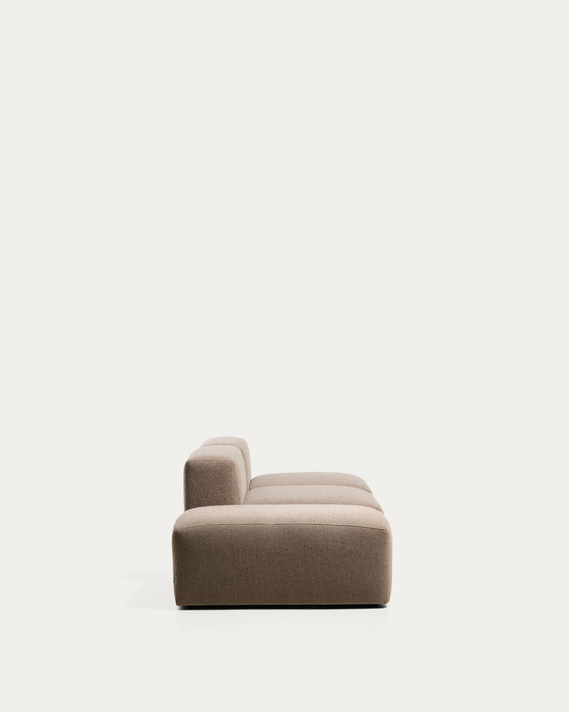 Blok 3-seater sofa with end pouffe in brown chenille 240cm FSC Mix Credit