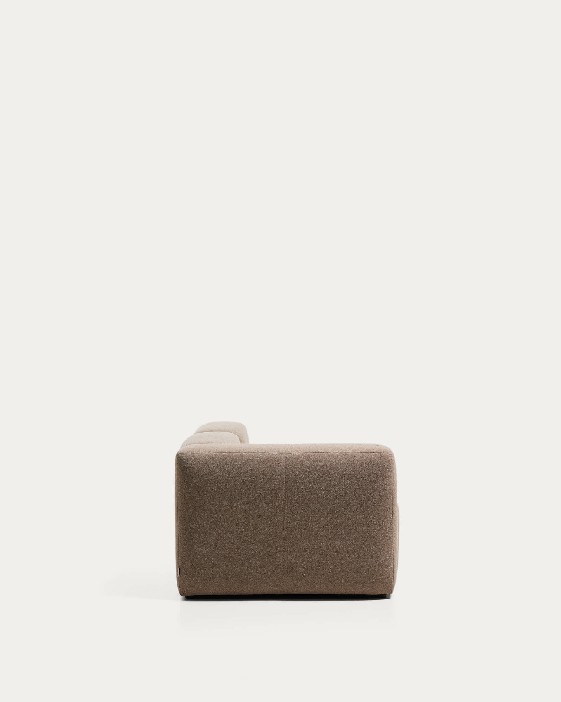 Blok 3-seater sofa with left armrest and end pouffe in brown chenille 270cm FSC Mix Credit