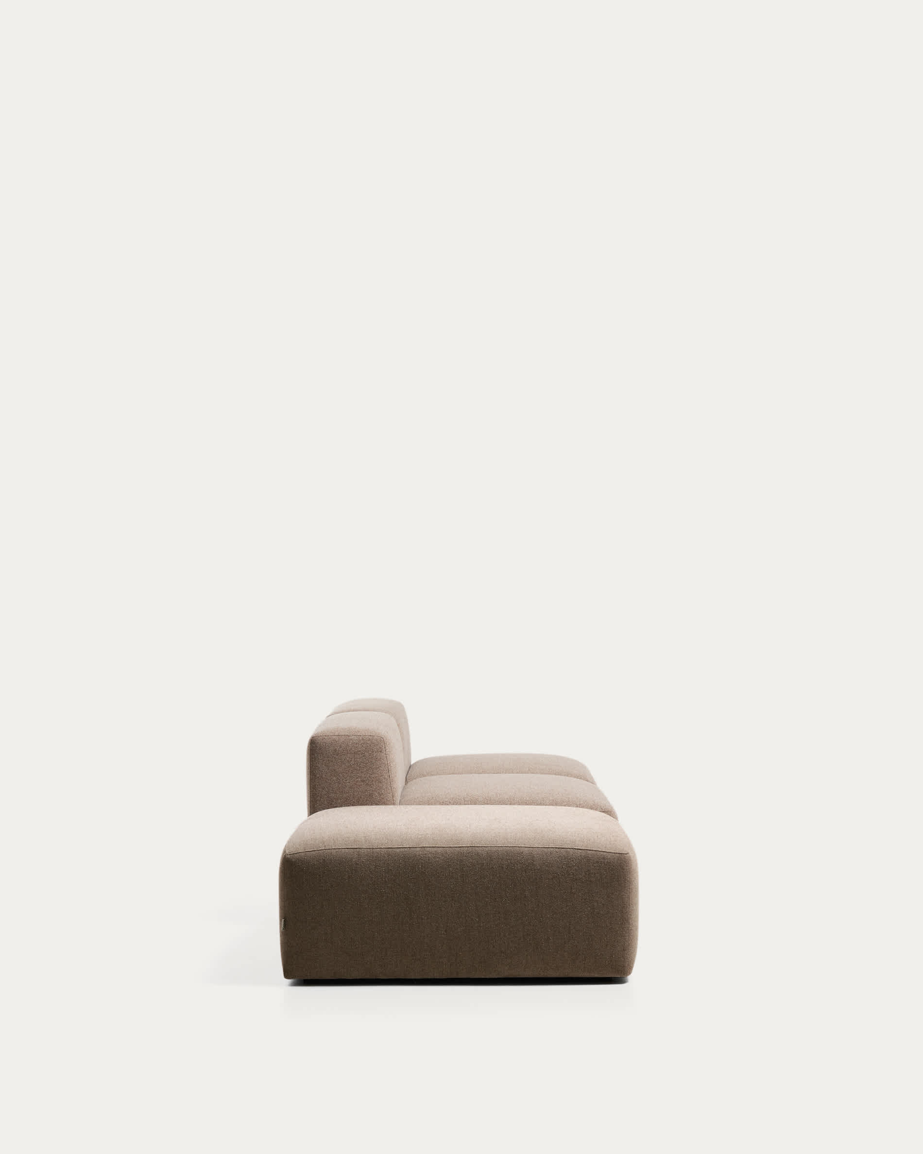 Blok 3-seater sofa with end pouffe in brown chenille 270cm FSC Mix Credit