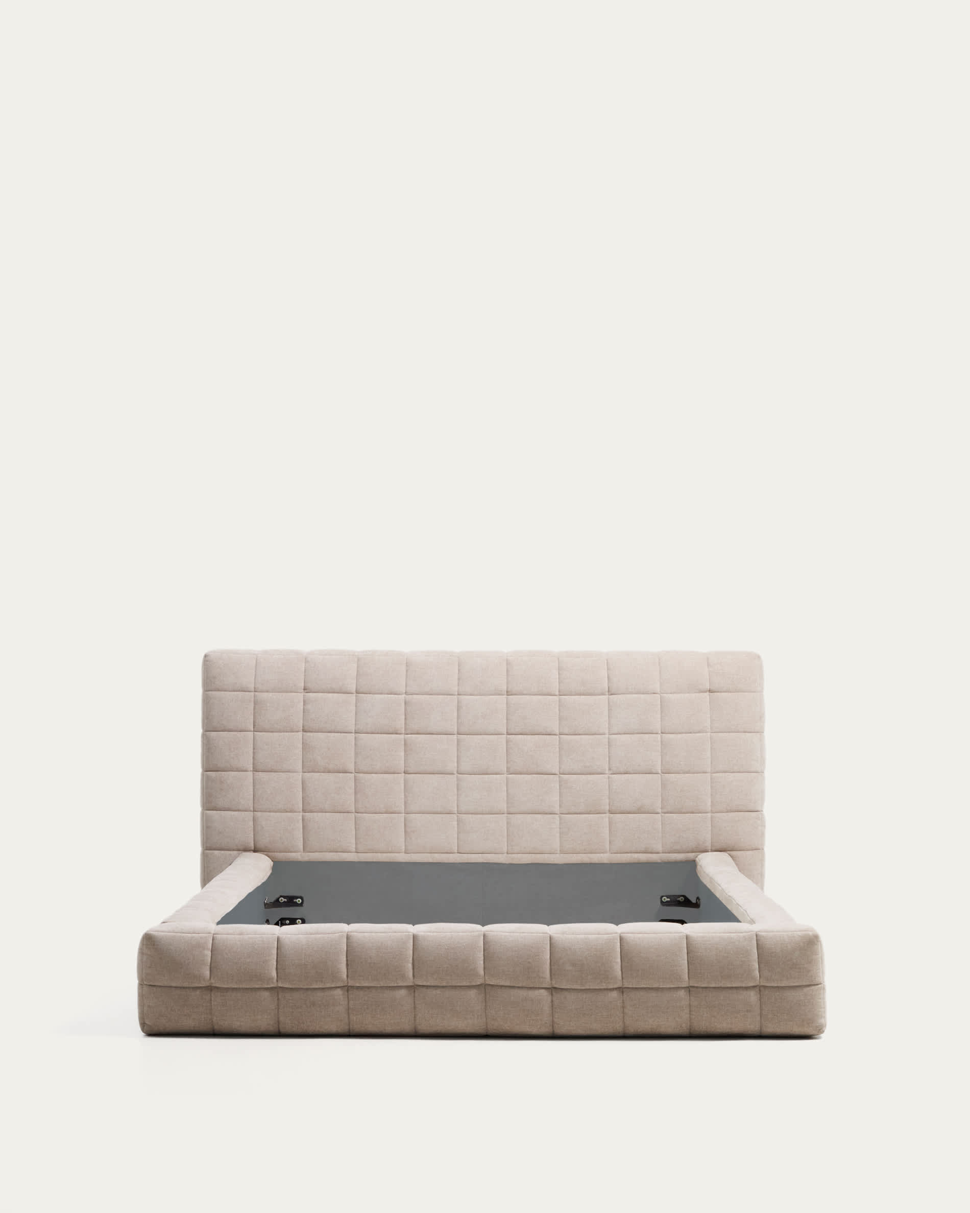 Luiana bed in beige chenille with removable covers for 160 x 200 cm mattress