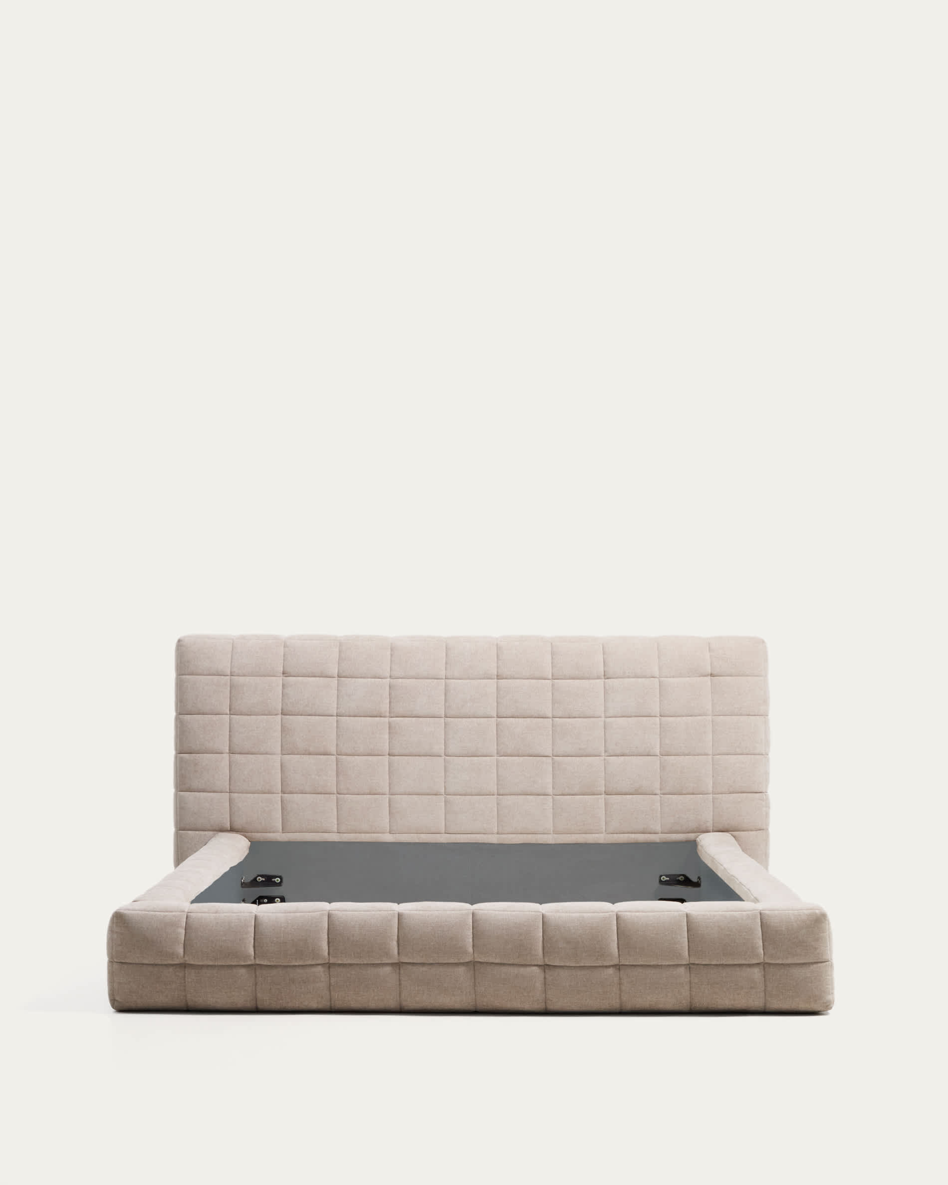 Luiana bed in beige chenille with removable covers for 180 x 200 cm mattress