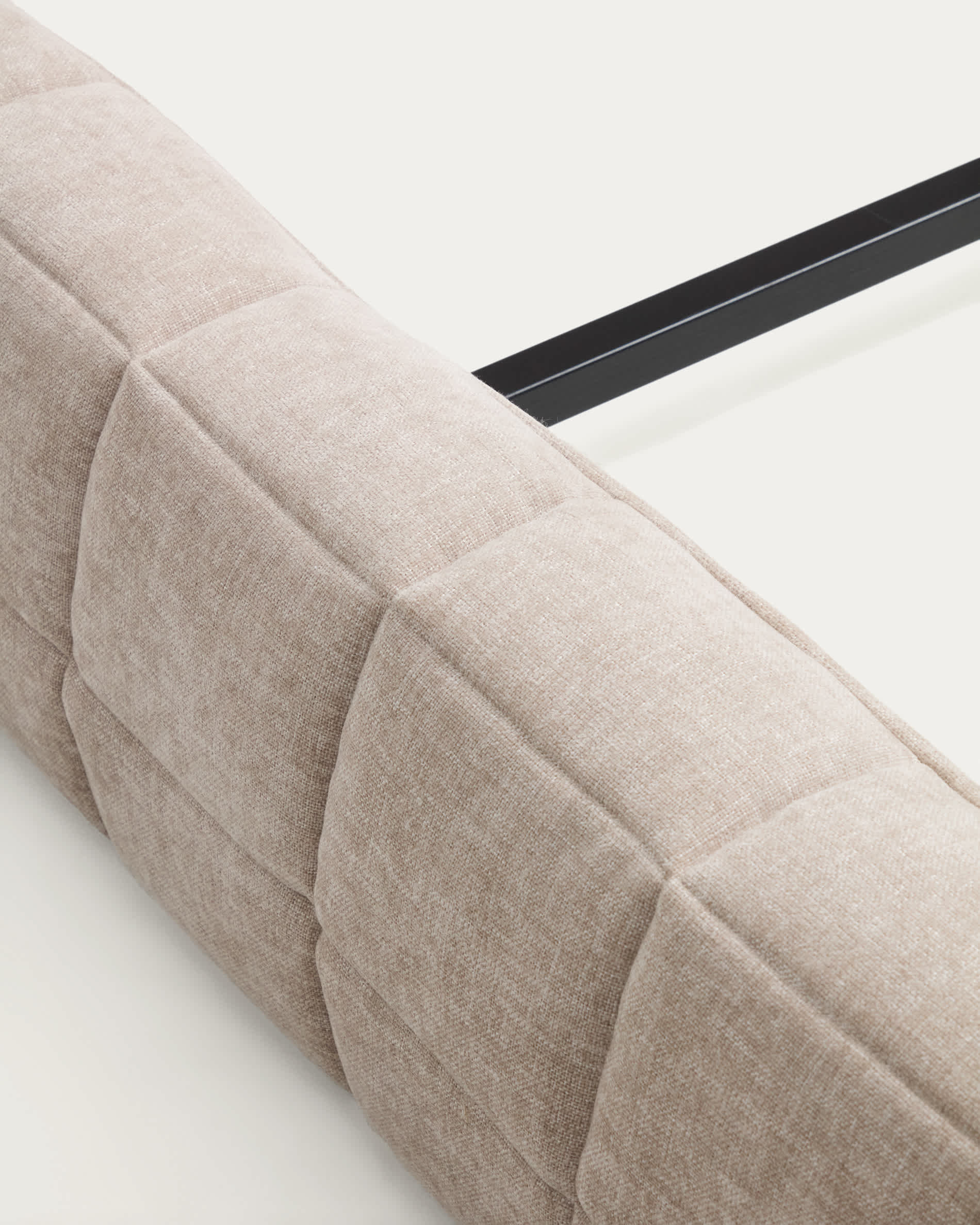 Luiana bed in beige chenille with removable covers for 180 x 200 cm mattress