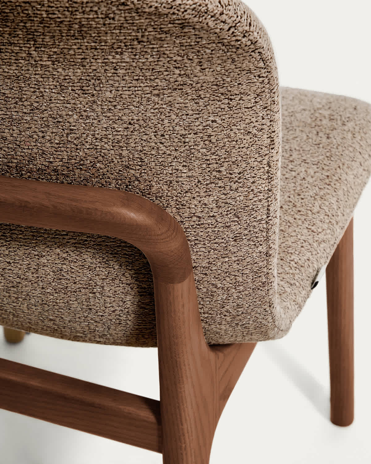Elnor chair in brown chenille with solid oak wood legs in a walnut finish