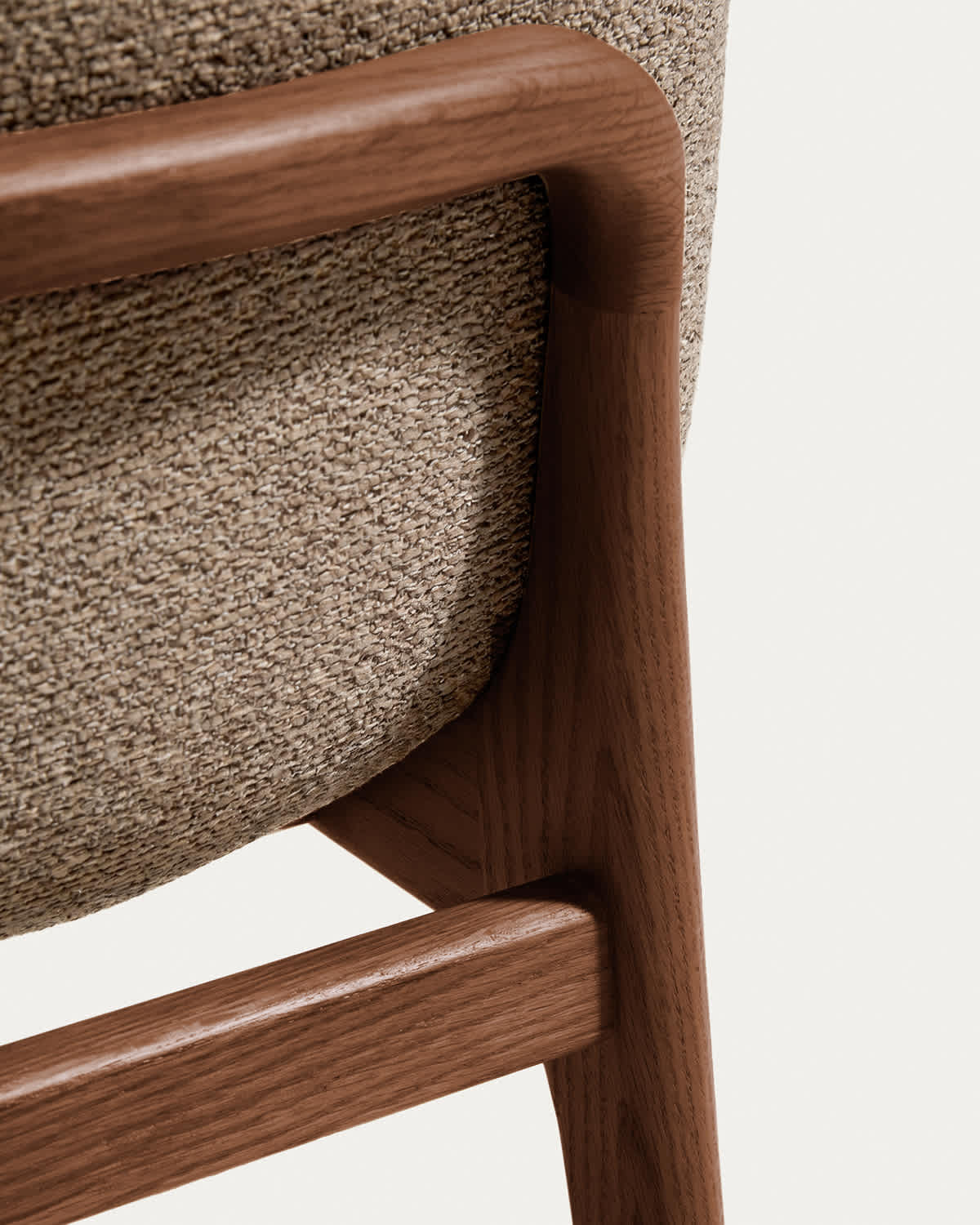 Elnor chair in brown chenille with solid oak wood legs in a walnut finish