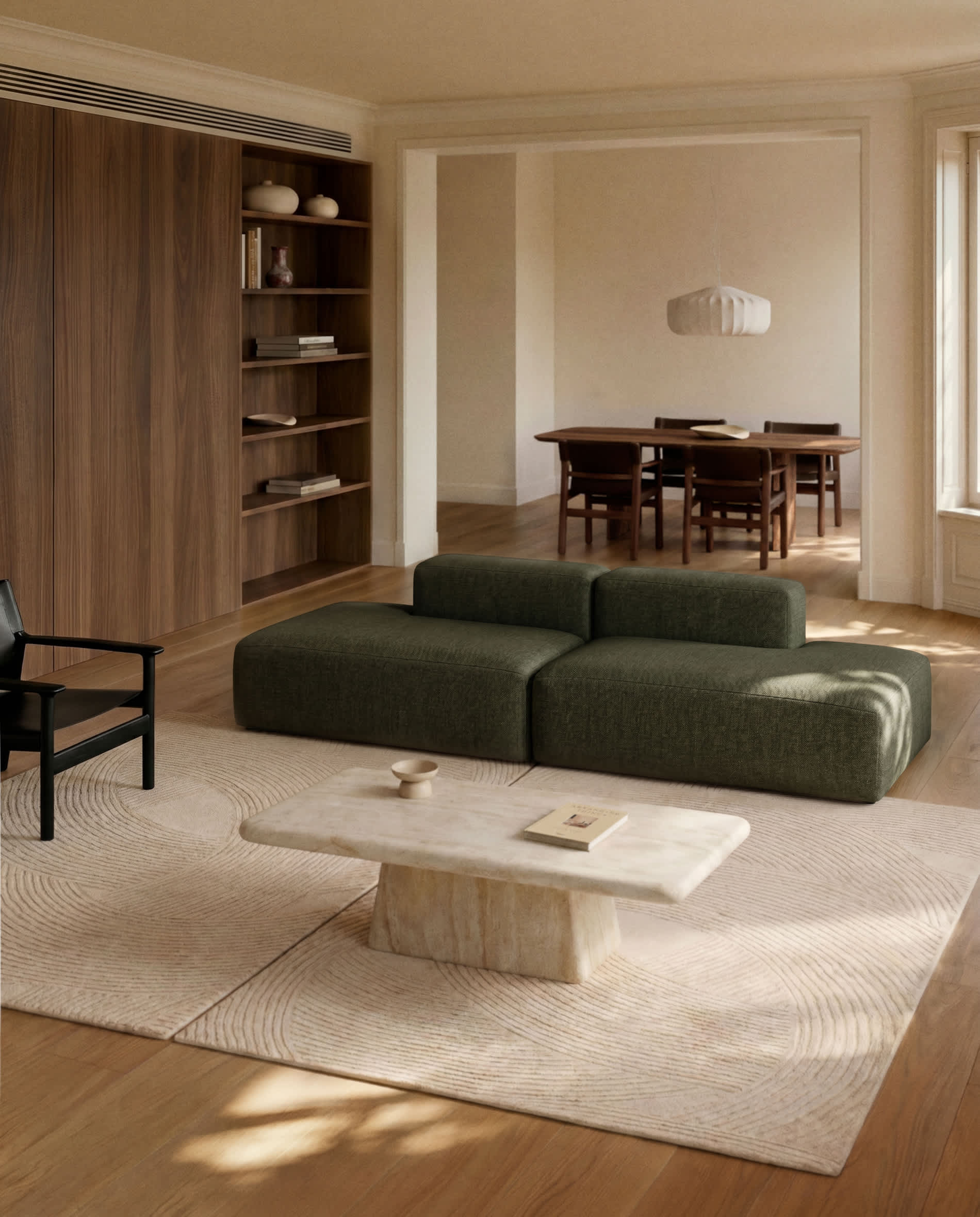 Blok 3-seater moss green chenille sofa 290cm FSC Mix Credit