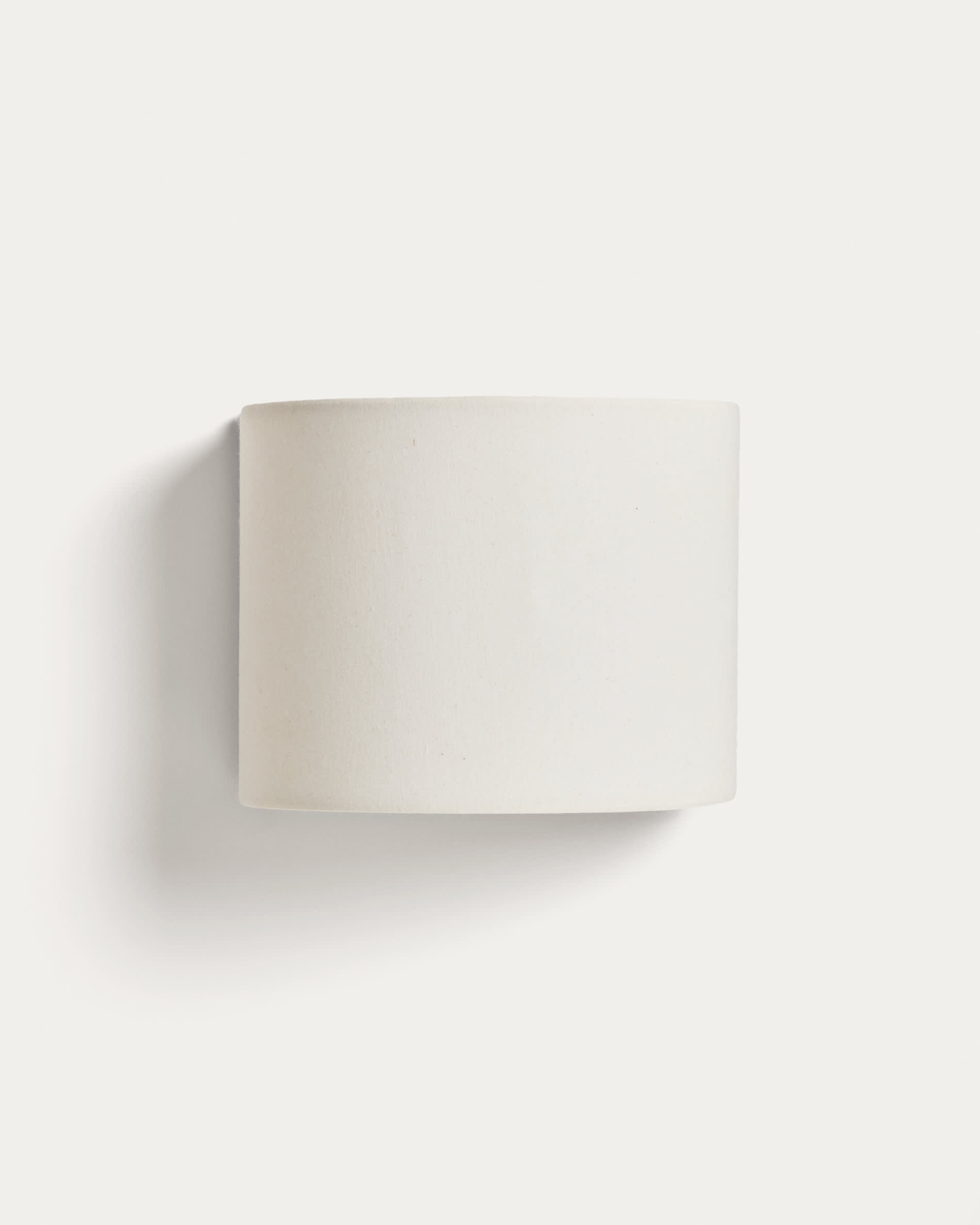 Umbran wall-mounted light fixture in dark brown rubberwood and beige linen