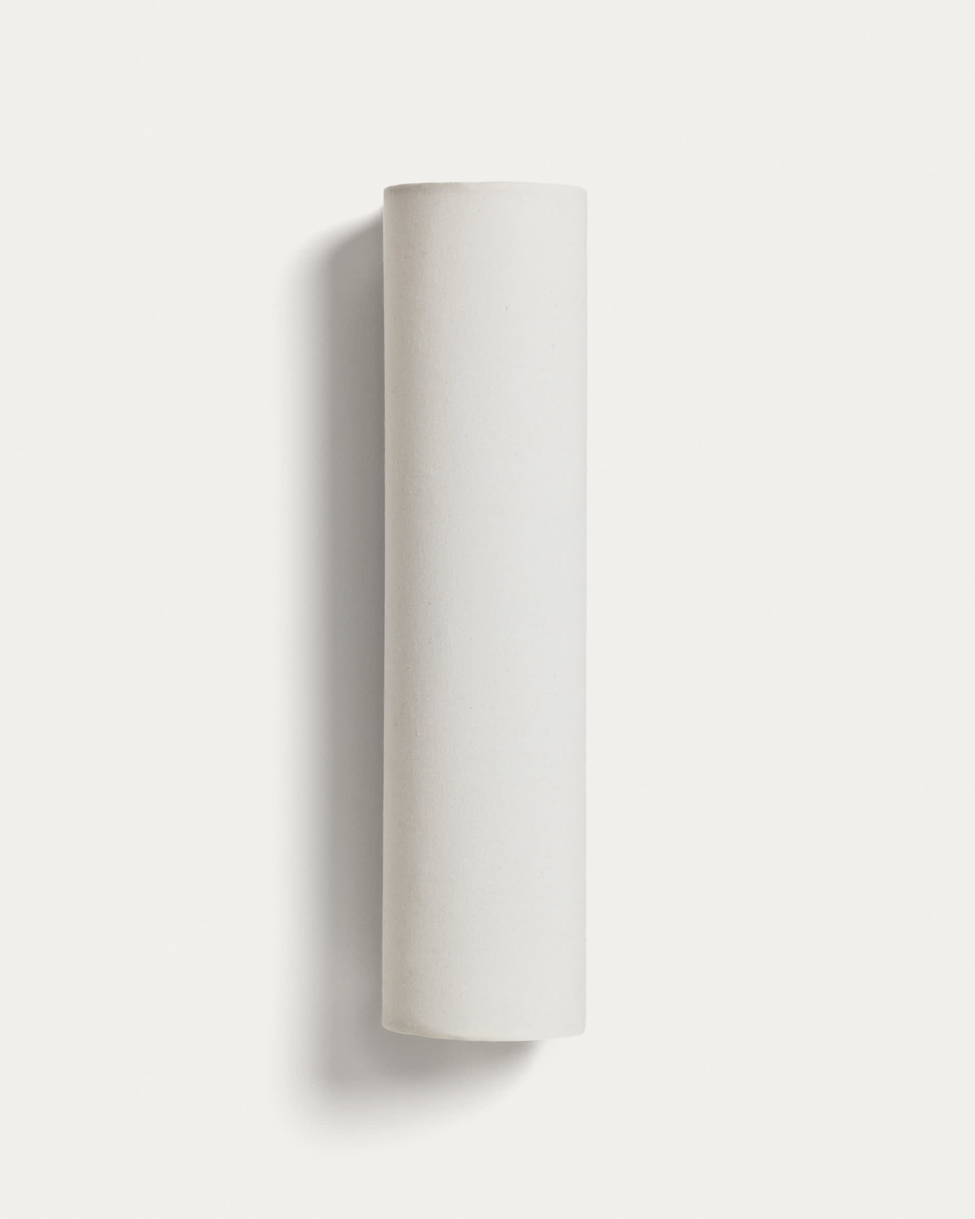 Umbran wall-mounted light fixture made from light brown rubberwood and beige linen