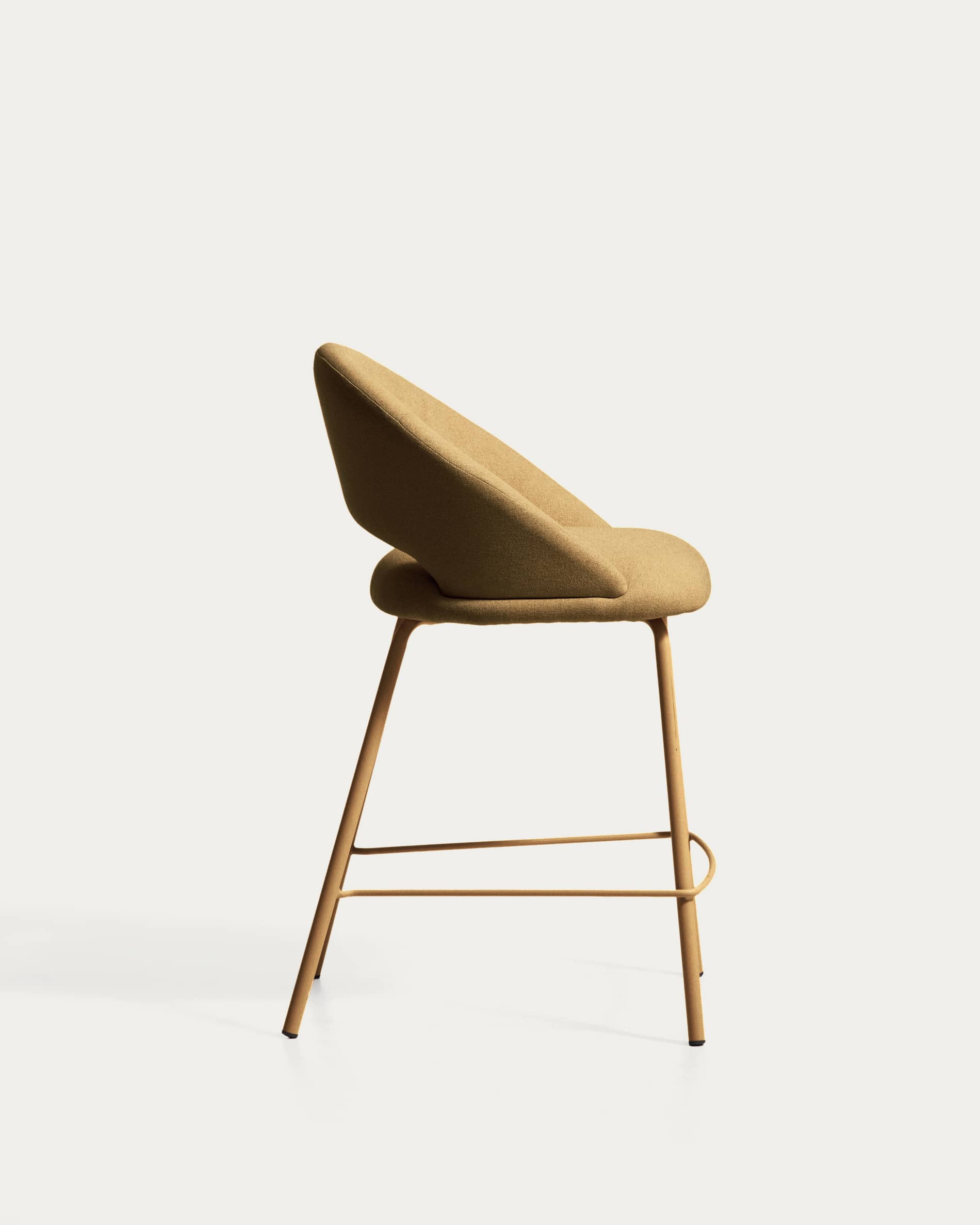 Bonali stool in mustard chenille with mustard metal legs FSC Mix Credit 65cm