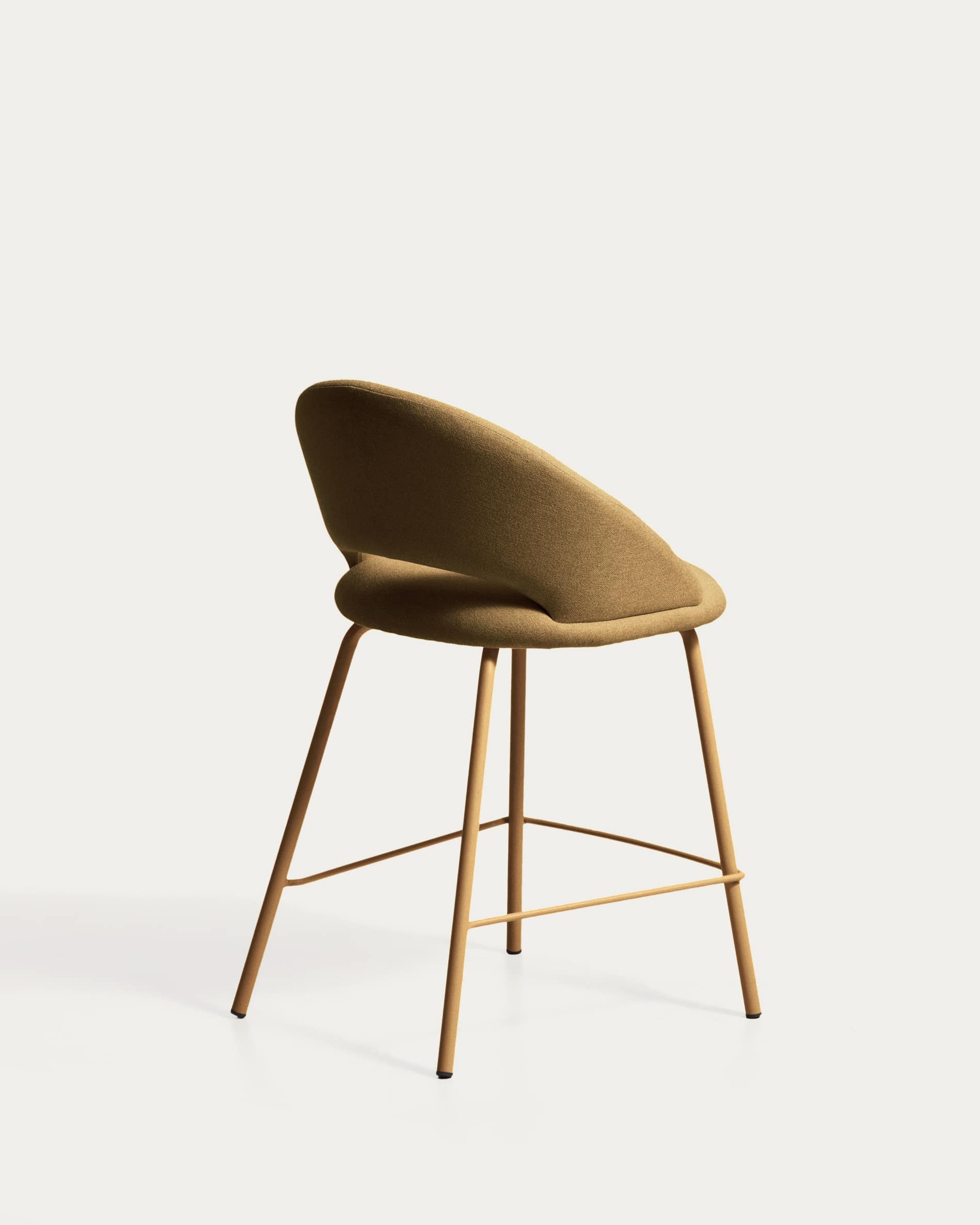 Bonali stool in mustard chenille with mustard metal legs FSC Mix Credit 65cm