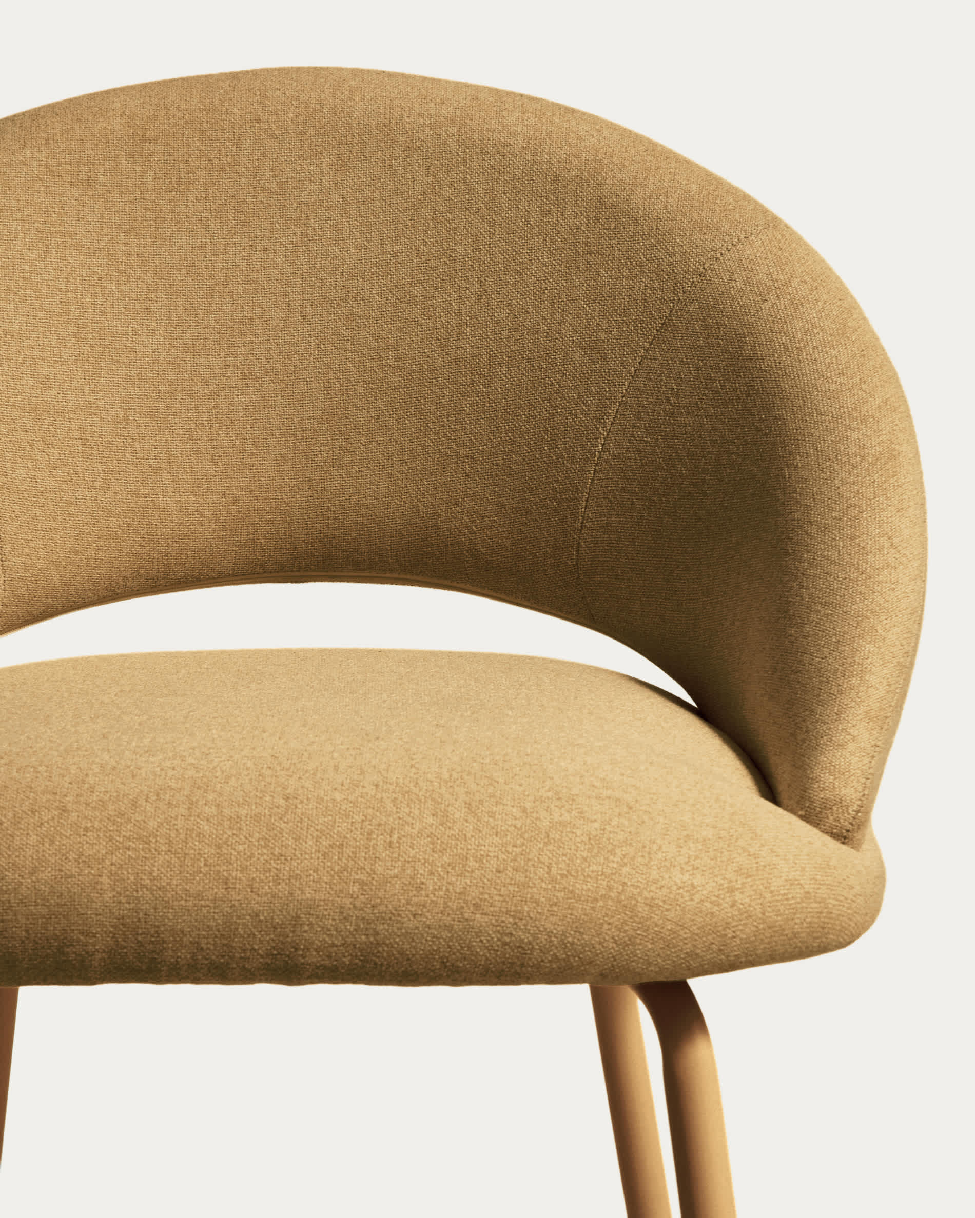 Bonali stool in mustard chenille with mustard metal legs FSC Mix Credit 65cm