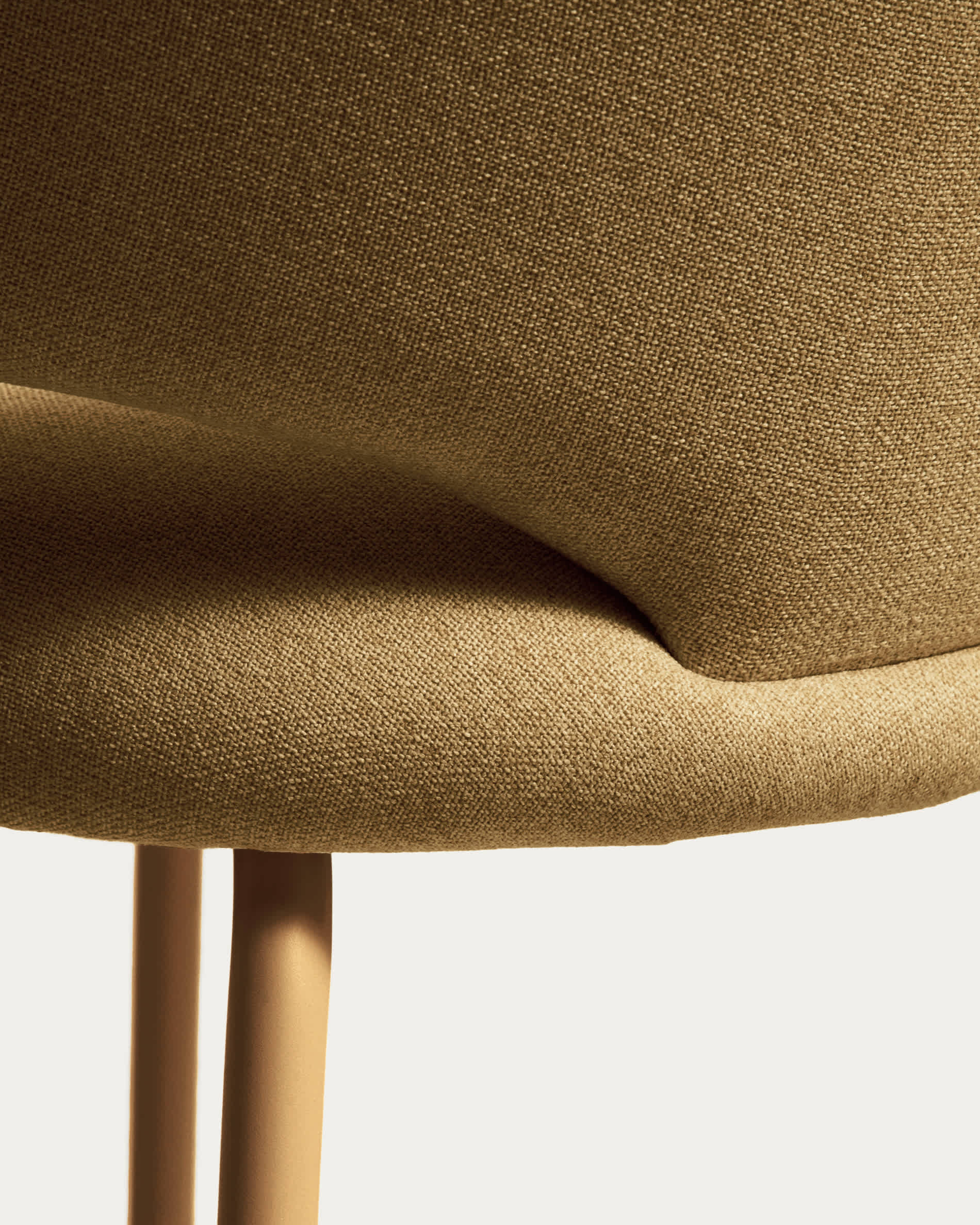 Bonali stool in mustard chenille with mustard metal legs FSC Mix Credit 65cm