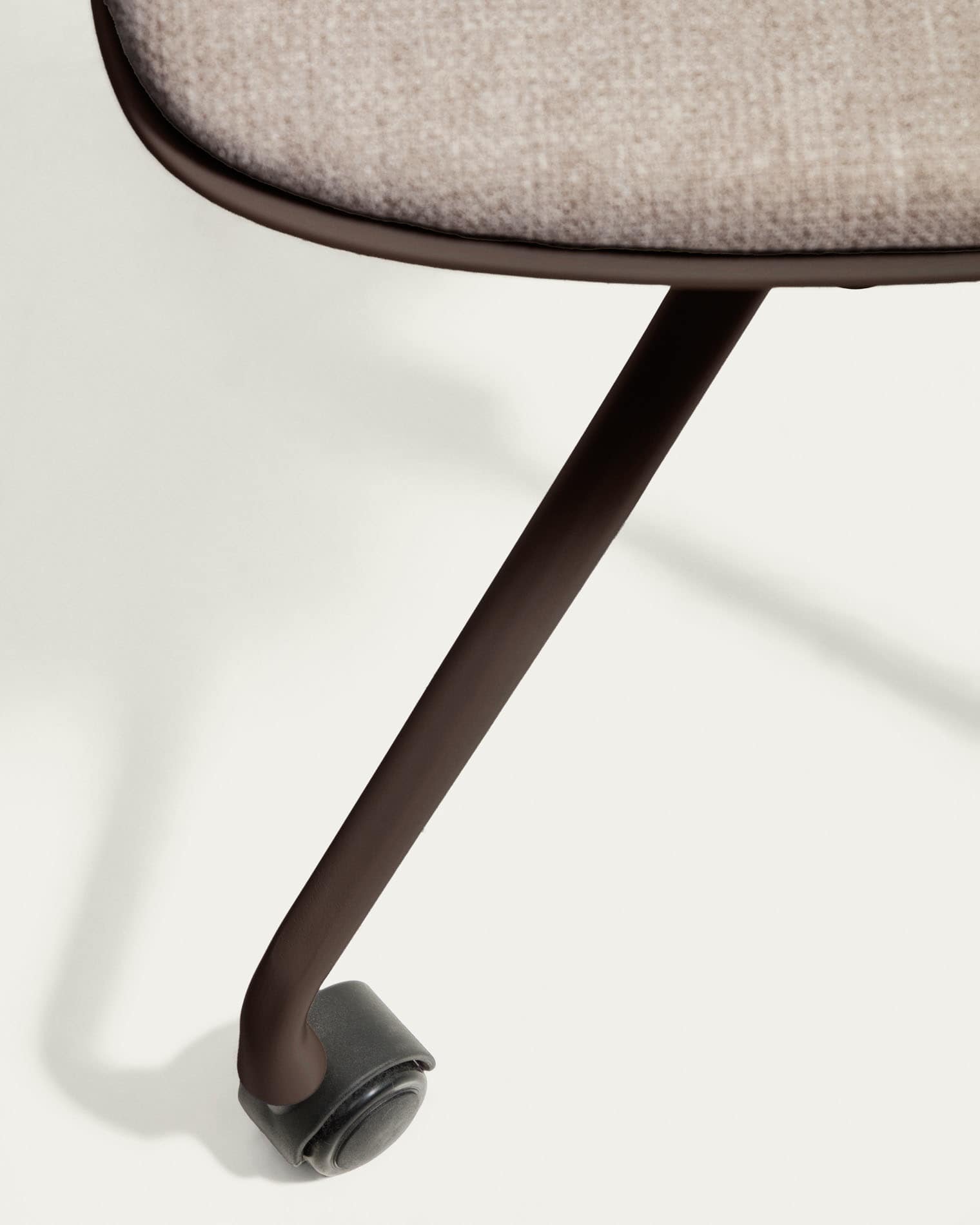 Debari desk chair with chenille cushion and brown-finish steel legs
