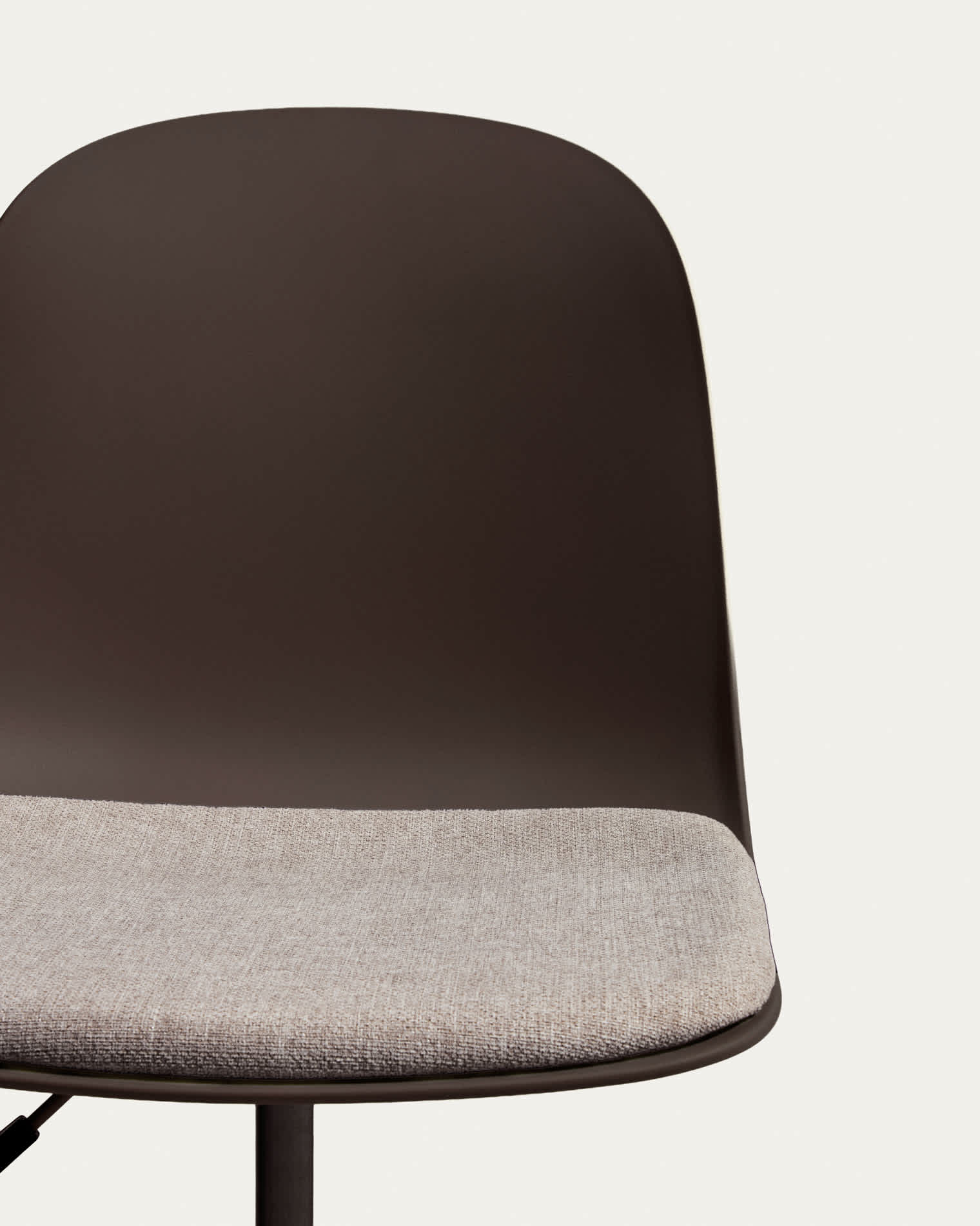 Debari desk chair with chenille cushion and brown-finish steel legs