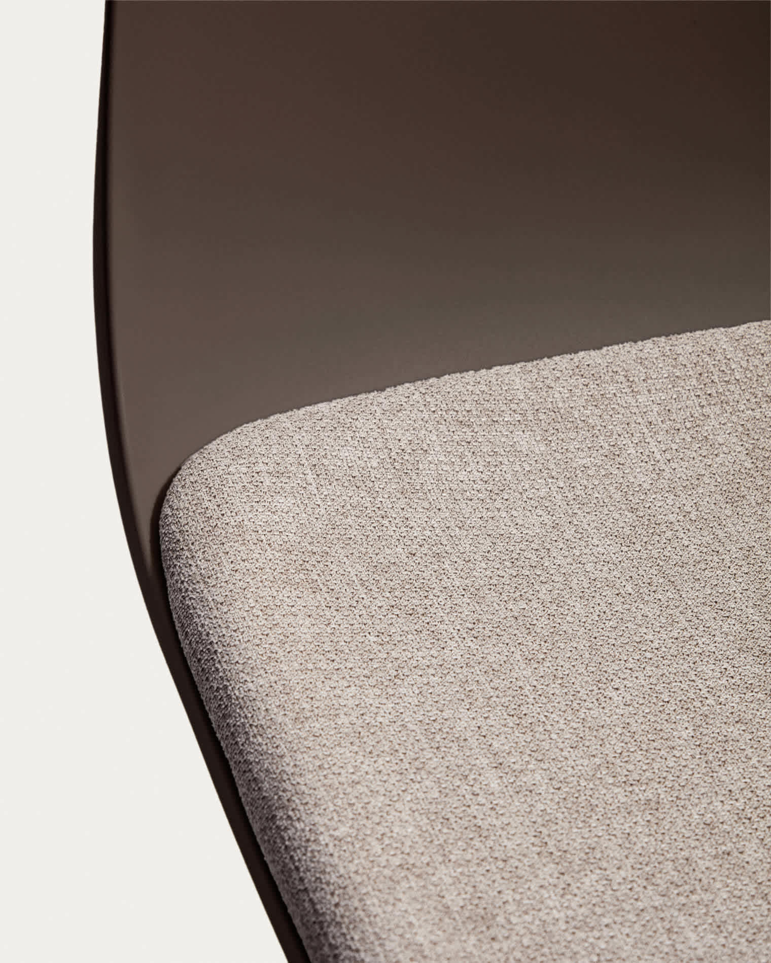 Debari desk chair with chenille cushion and brown-finish steel legs