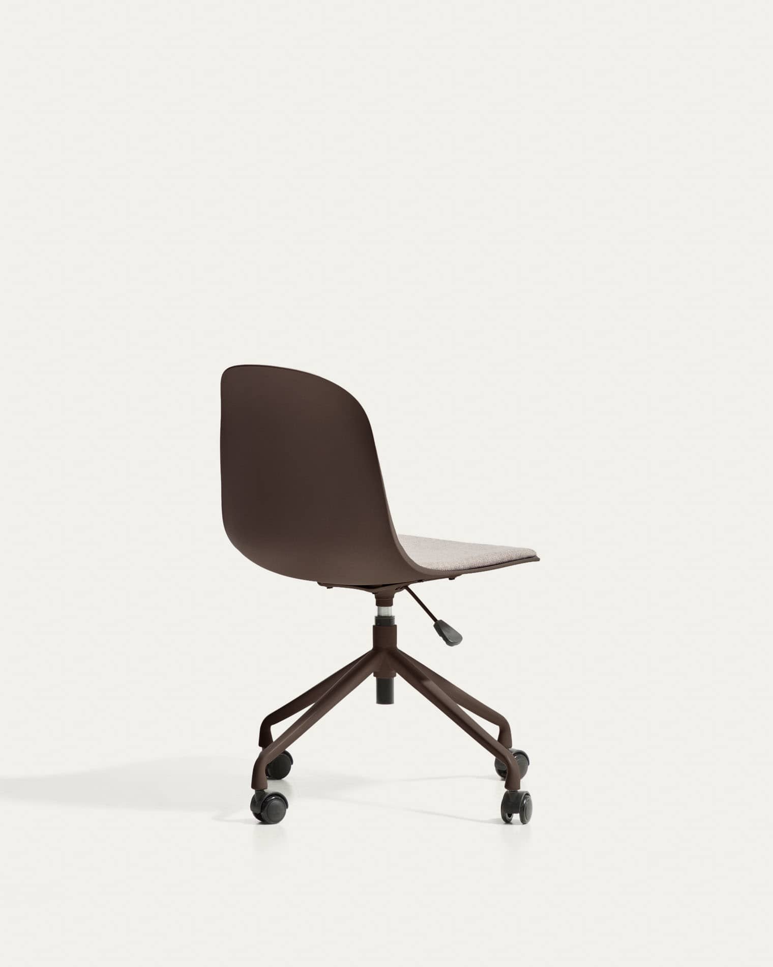Debari desk chair with chenille cushion and brown-finish steel legs