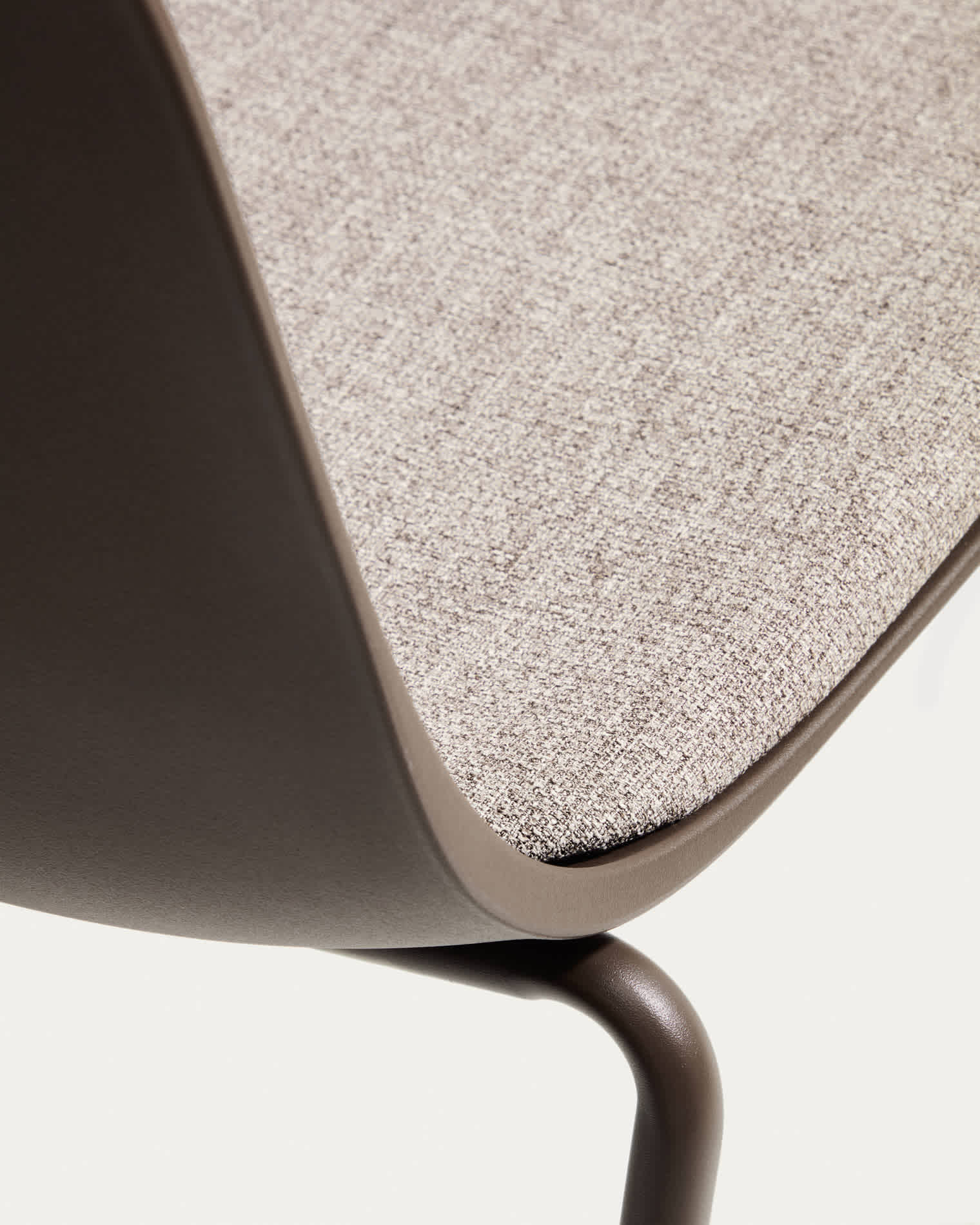 Debari chair with chenille cushion and brown-finish steel legs