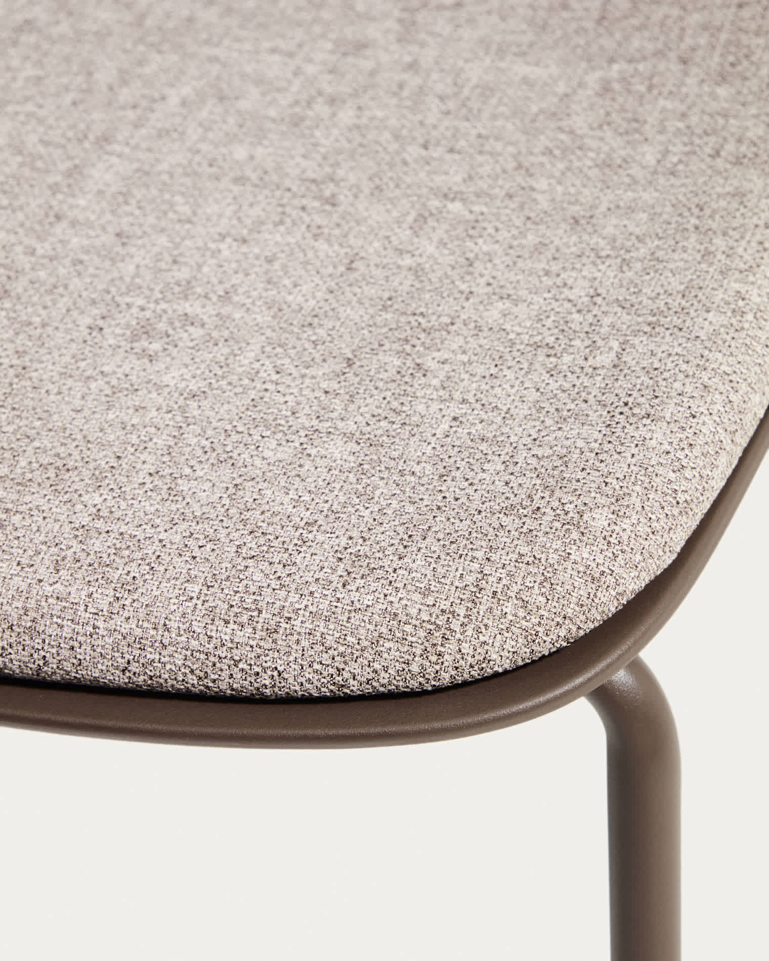 Debari chair with chenille cushion and brown-finish steel legs