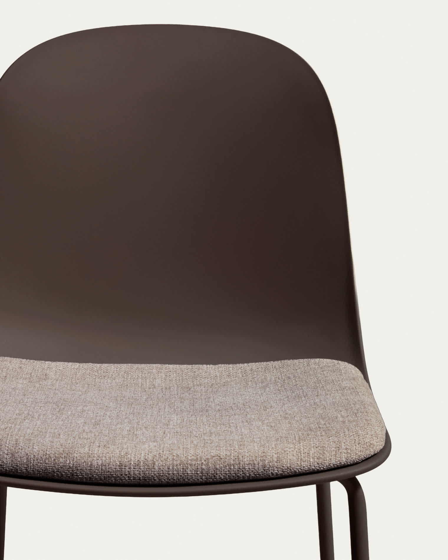 Debari stool with chenille cushion and brown-finish steel legs 65 cm
