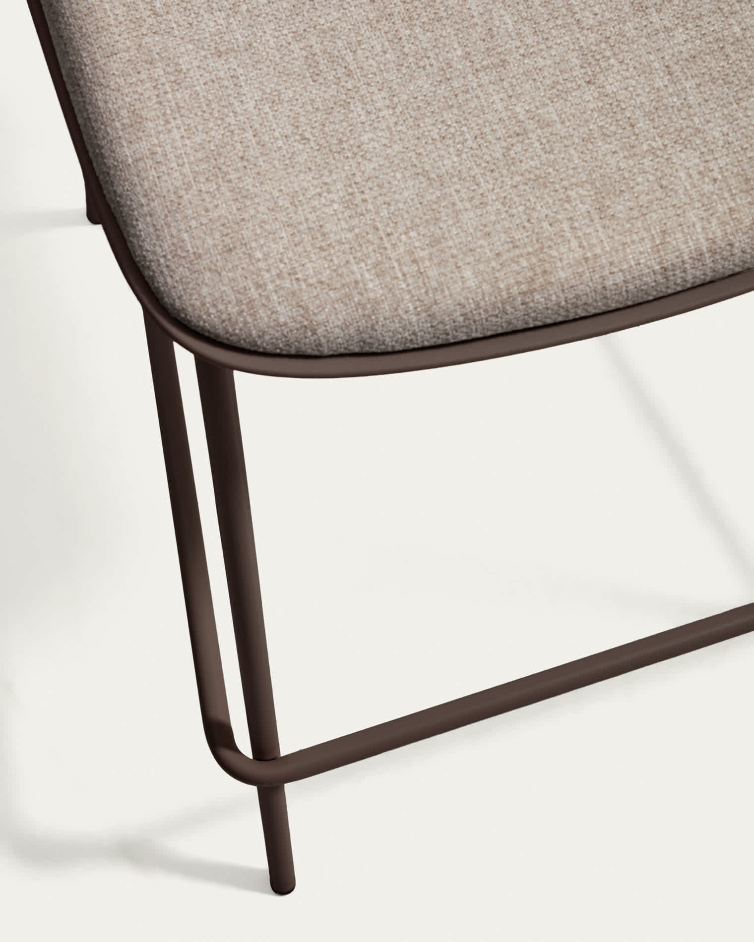 Debari stool with chenille cushion and brown-finish steel legs 65 cm
