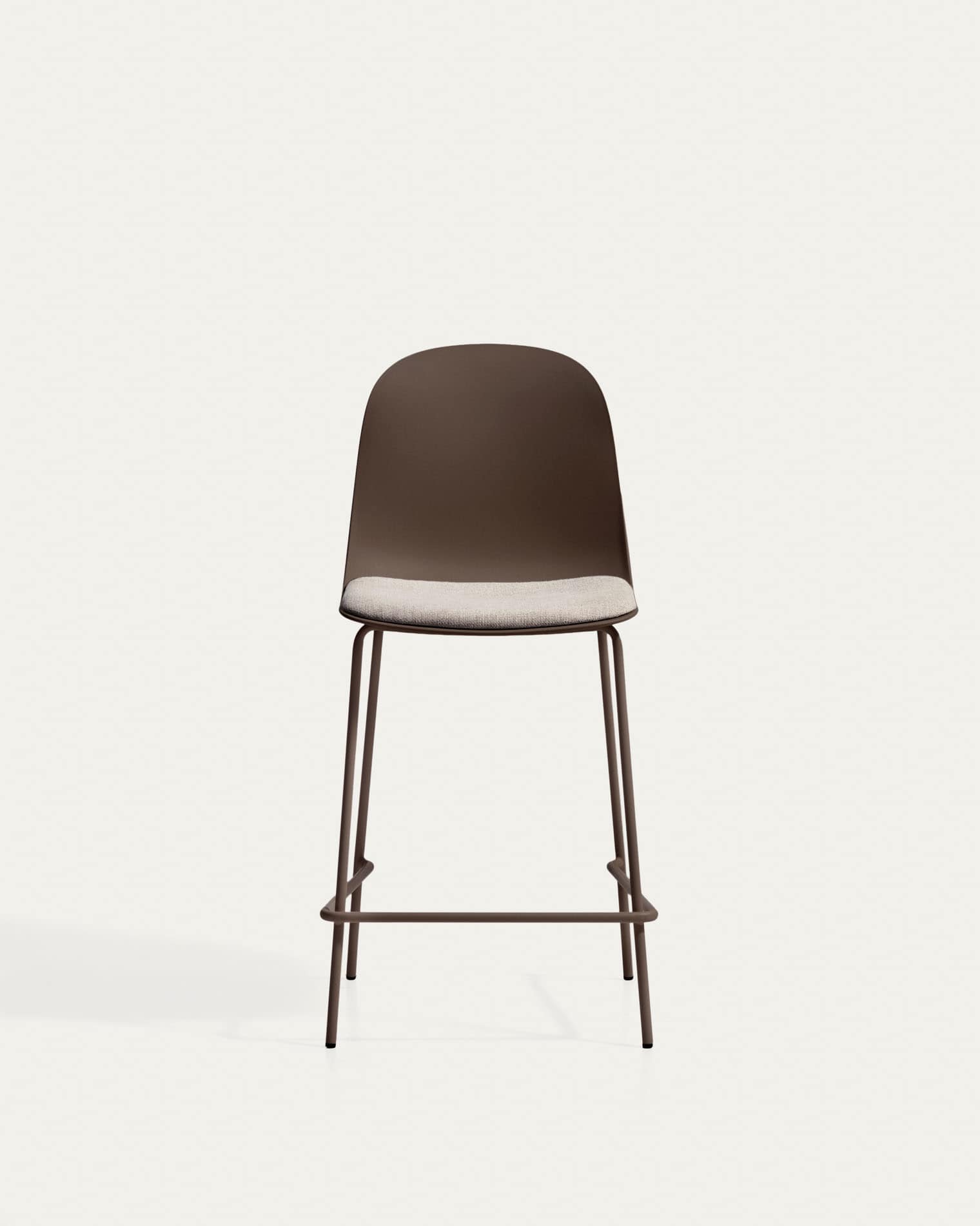 Debari stool with chenille cushion and brown-finish steel legs 65 cm