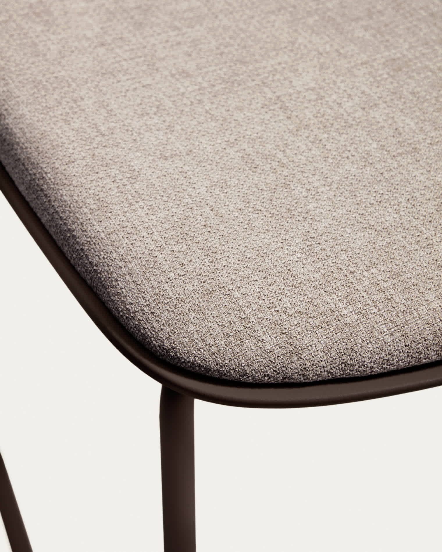 Debari stool with chenille cushion and brown-finish steel legs 65 cm