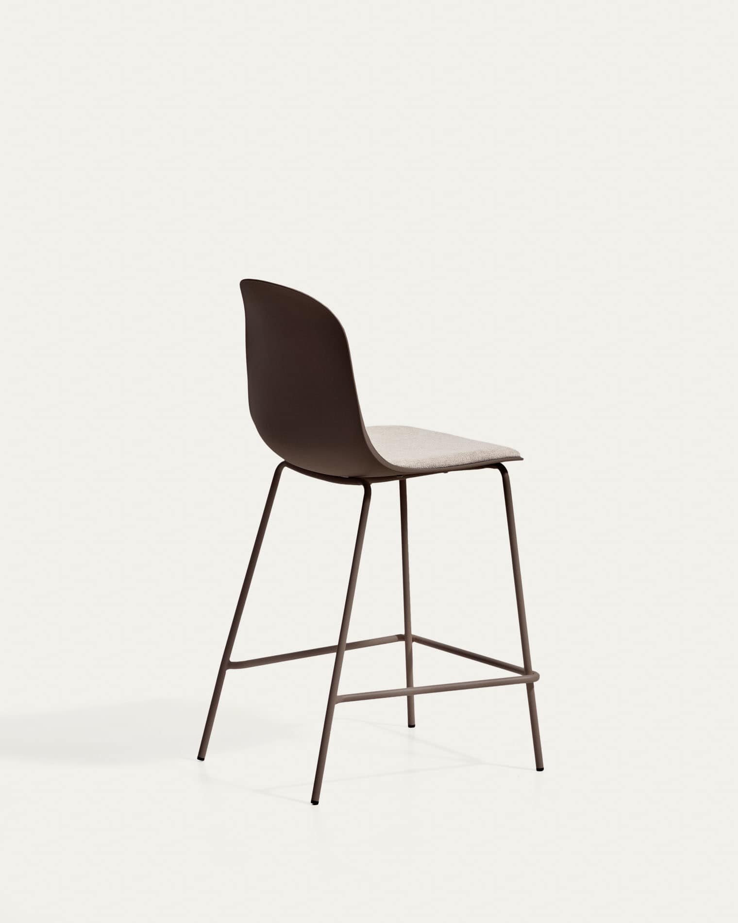 Debari stool with chenille cushion and brown-finish steel legs 65 cm