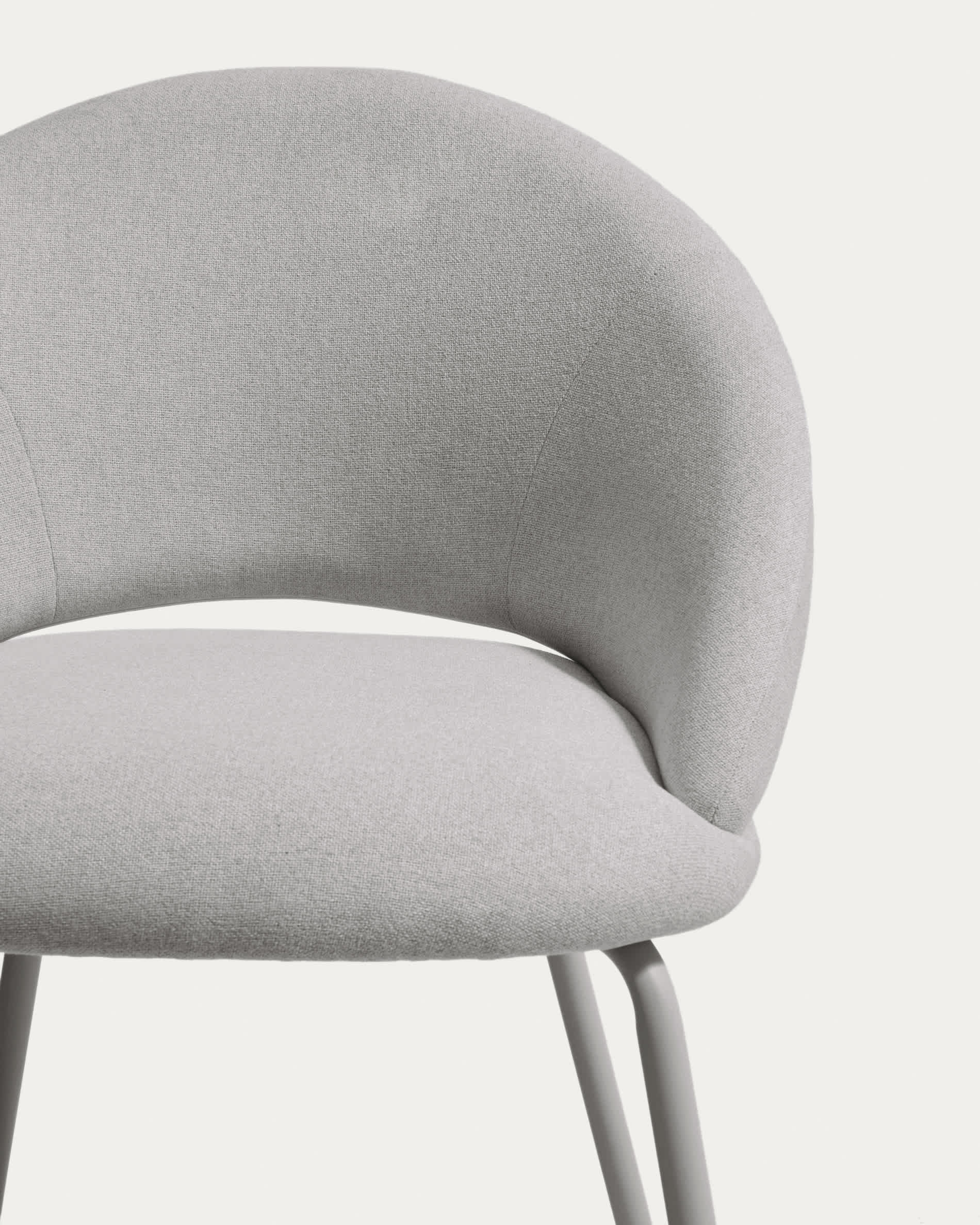 Bonali chair in grey chenille with grey metal legs FSC Mix Credit