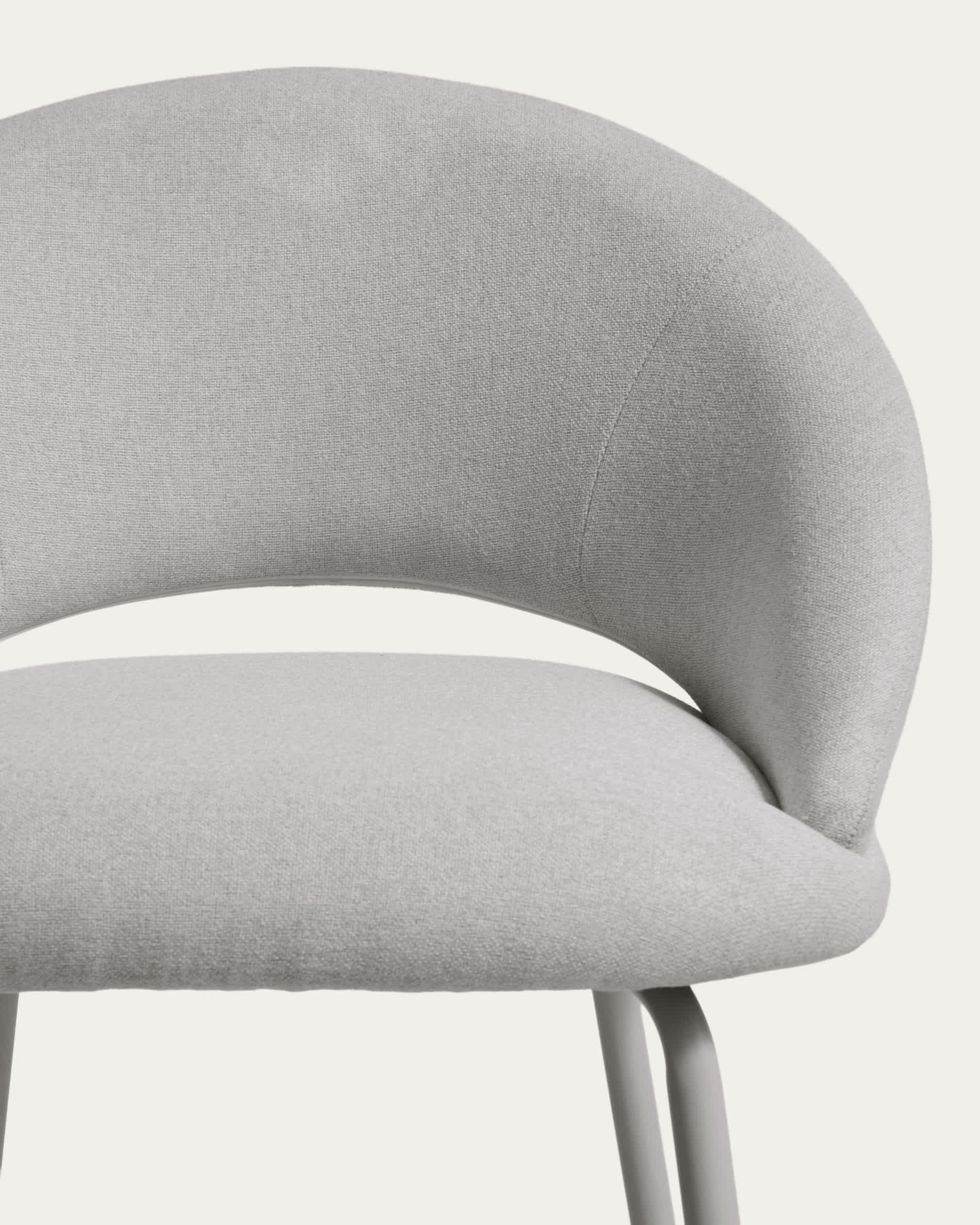 Bonali stool in grey chenille with grey metal legs FSC Mix Credit 65cm