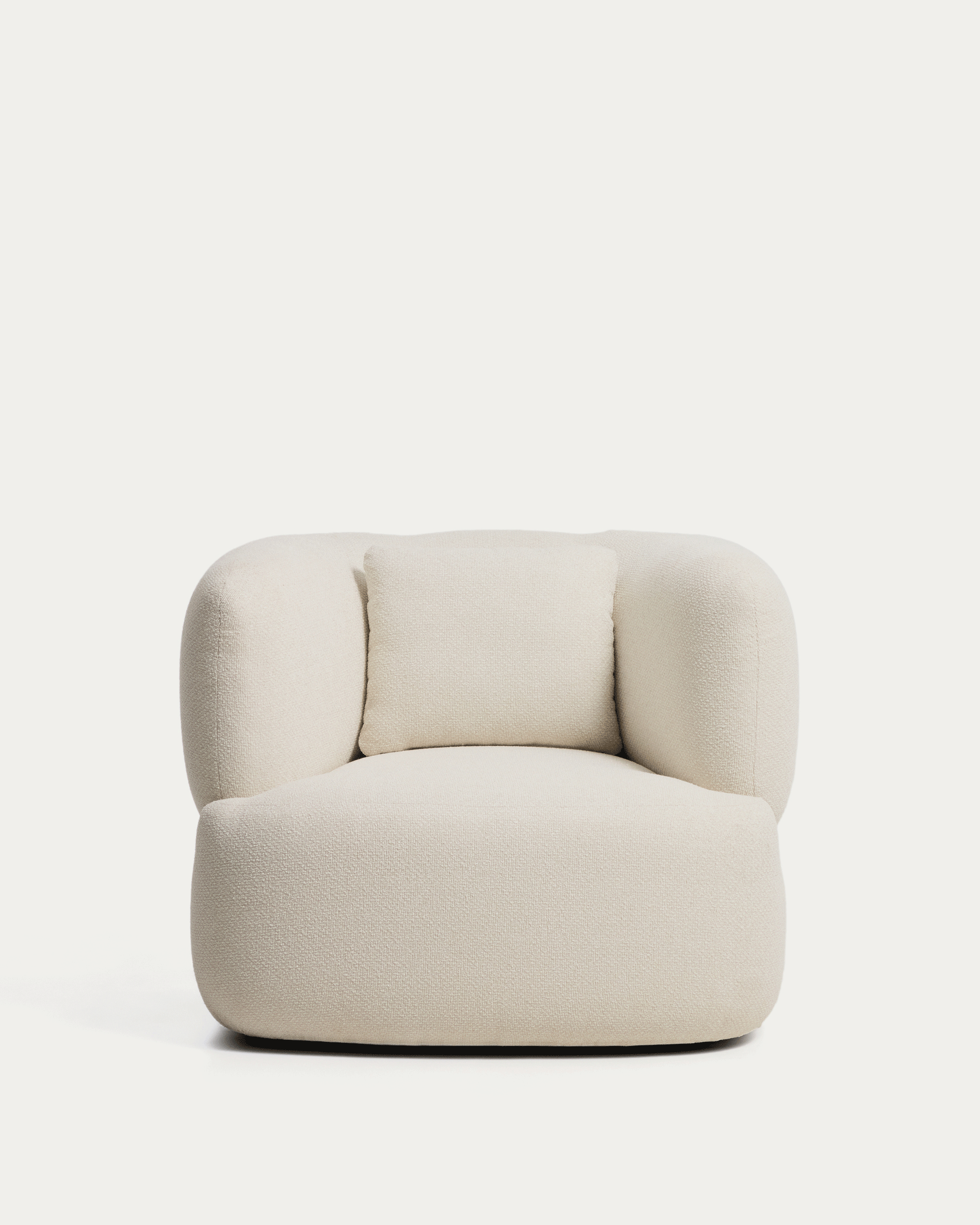 Martina fire-retardant ecru chenille swivel armchair with cushion FSC Mix Credit