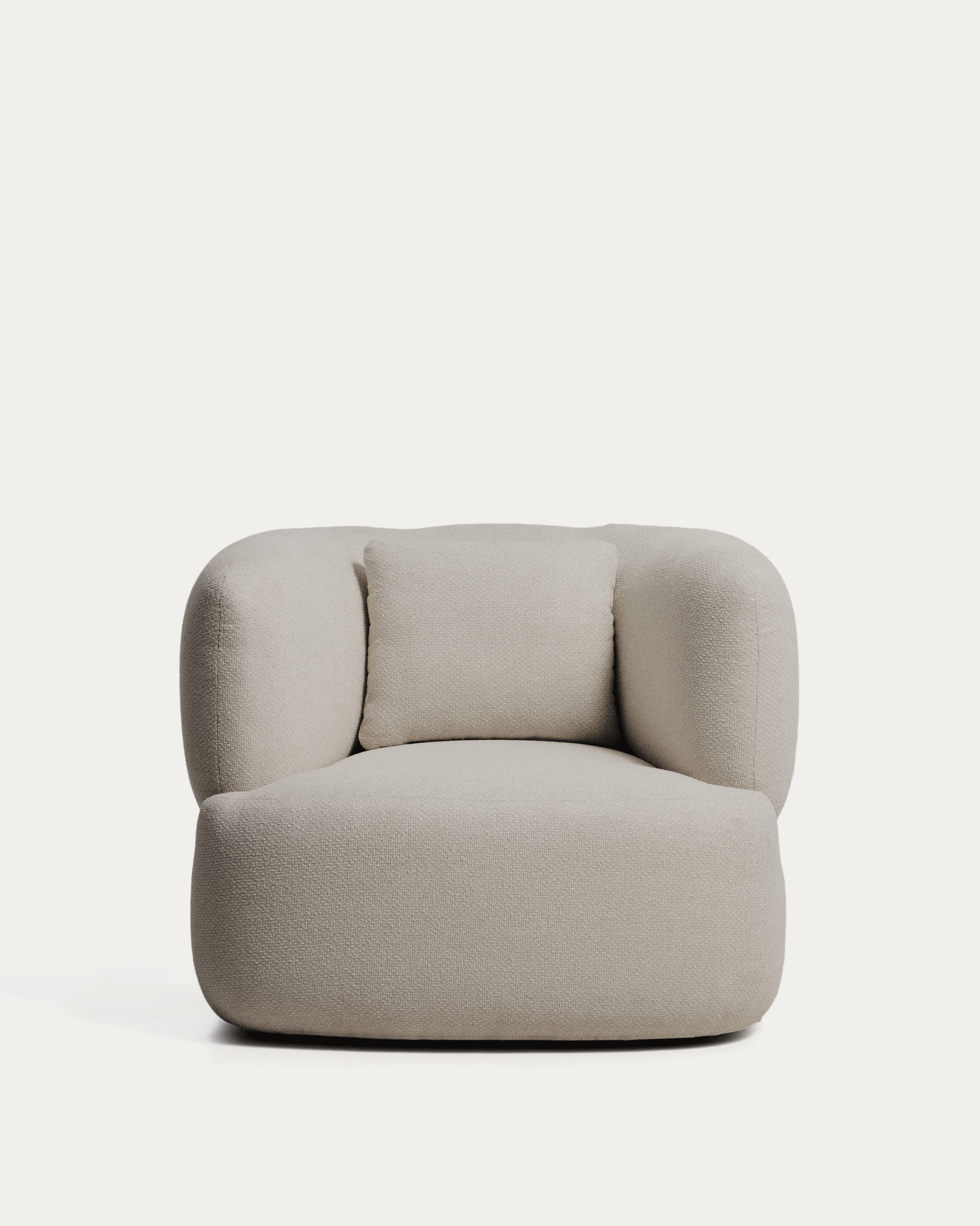 Martina stone-coloured chenille swivel armchair with cushion FSC Mix Credit