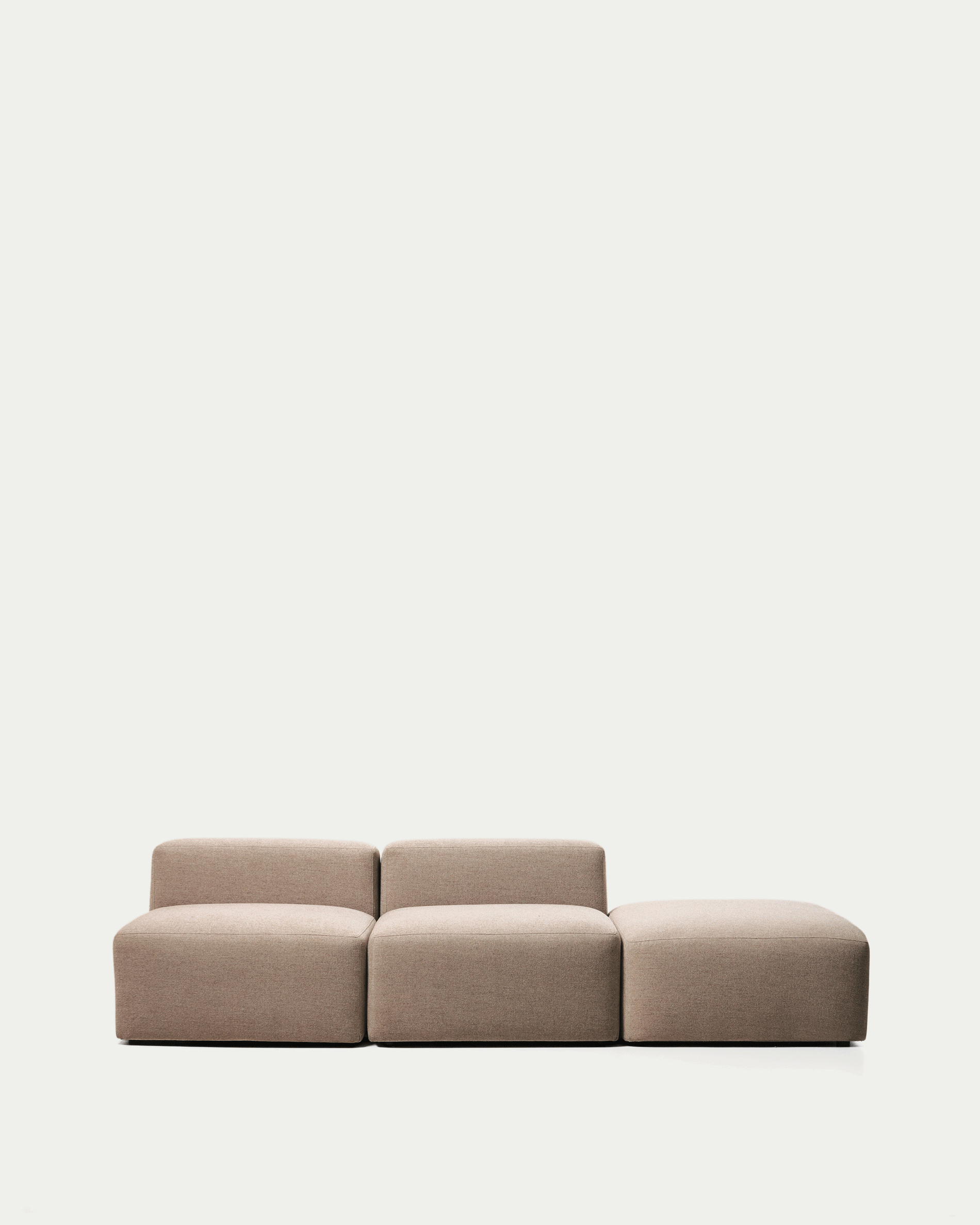 Blok 3-seater sofa with end pouffe in brown chenille 270cm FSC Mix Credit