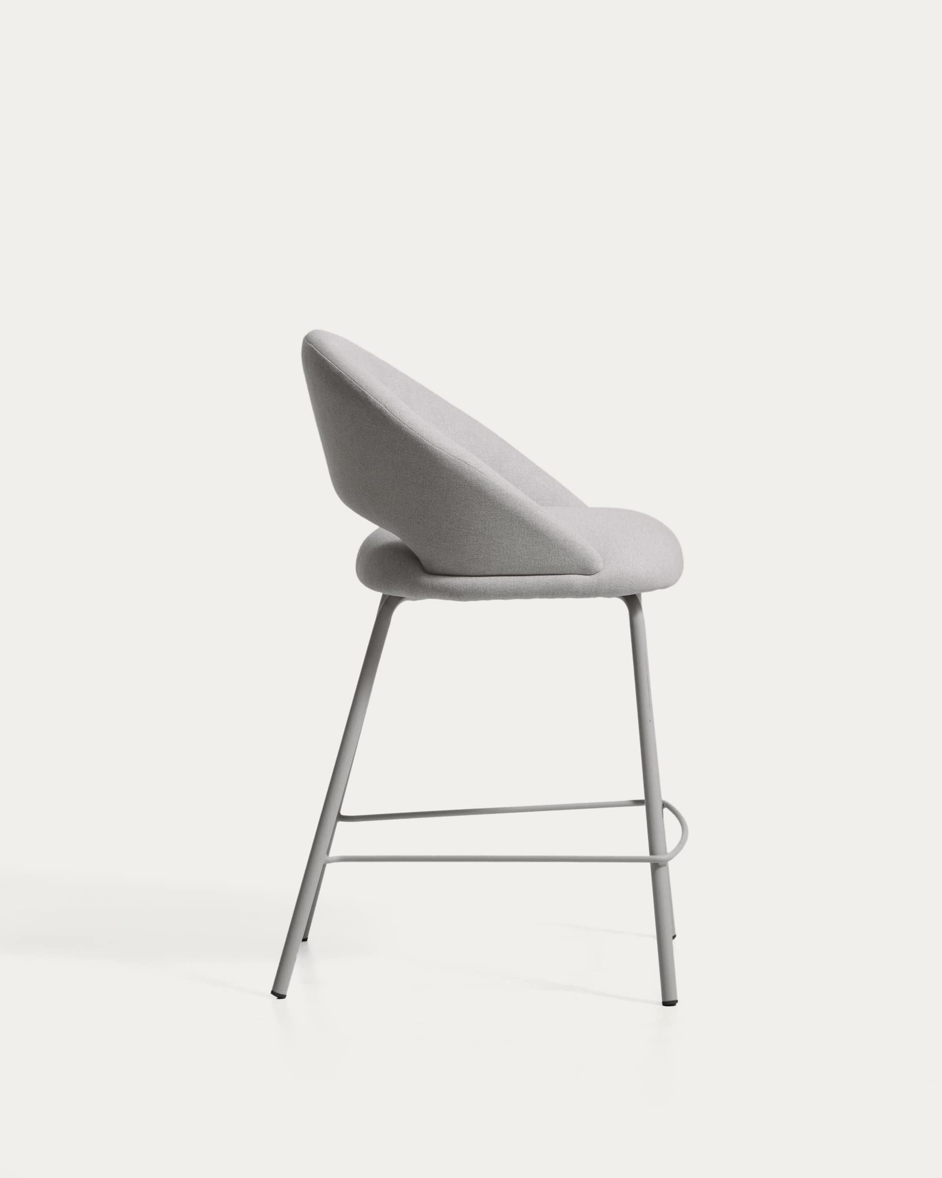 Bonali stool in grey chenille with grey metal legs FSC Mix Credit 65cm