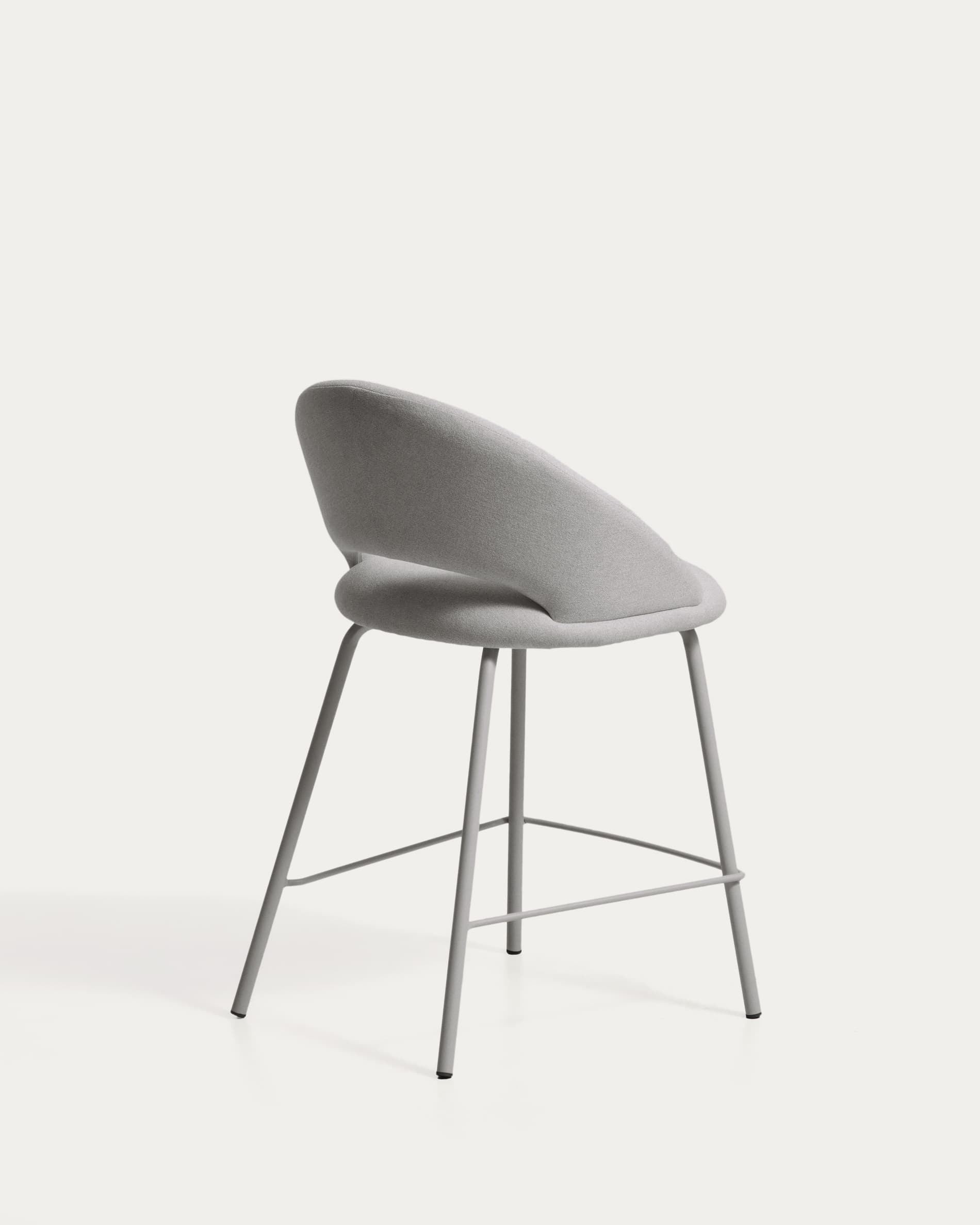 Bonali stool in grey chenille with grey metal legs FSC Mix Credit 65cm