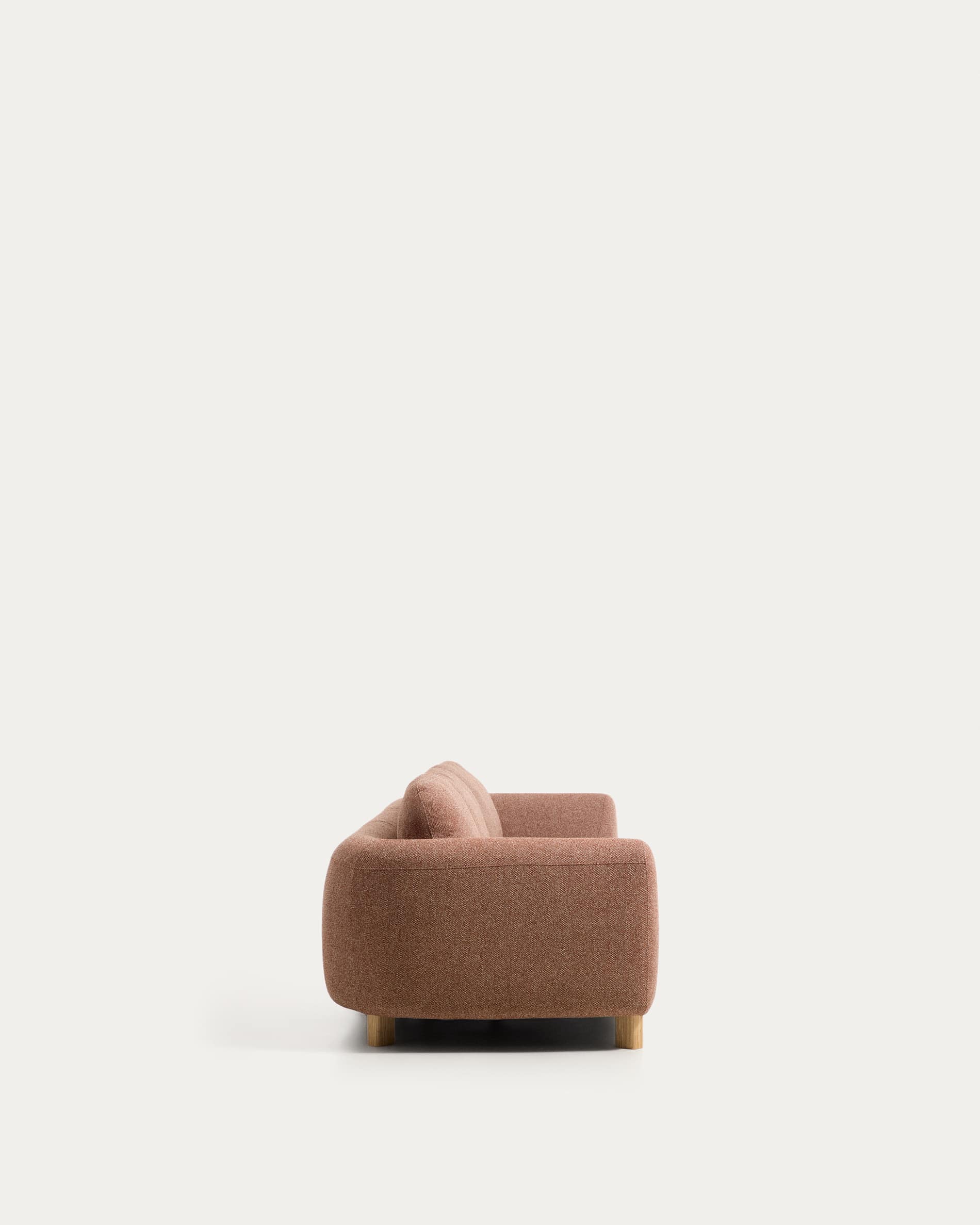 Vera terracotta 4-seater sofa with natural-finish solid ash wood legs 320 cm FSC Mix Credit