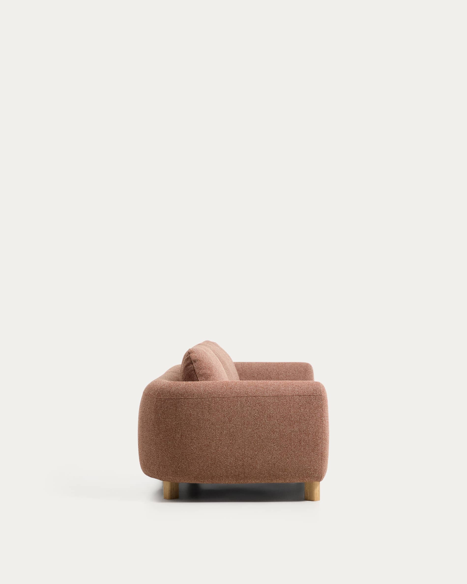 Vera terracotta 3-seater sofa with natural-finish solid ash wood legs 230 cm FSC Mix Credit