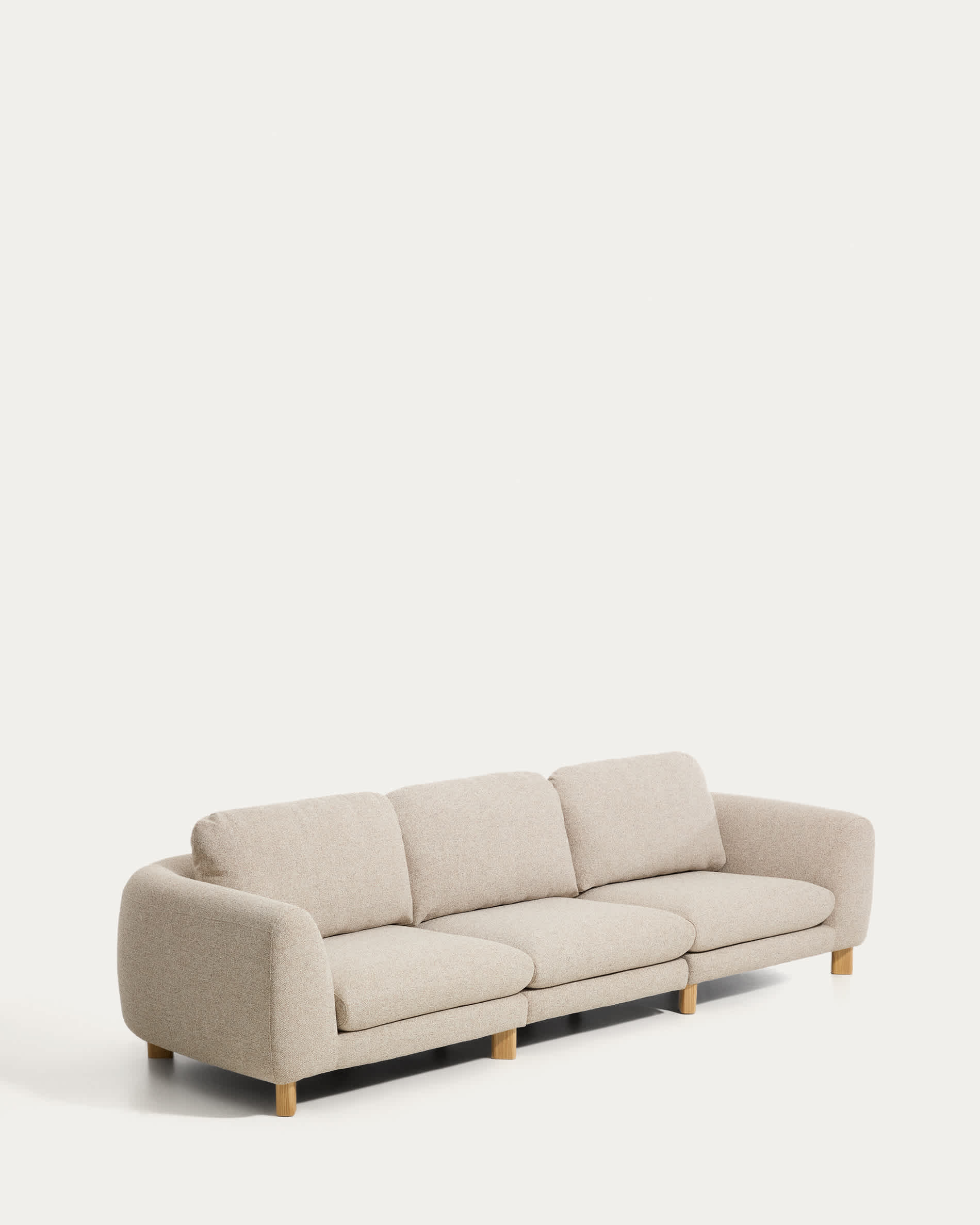 Vera beige 4-seater sofa with natural-finish solid ash wood legs 320 cm FSC Mix Credit