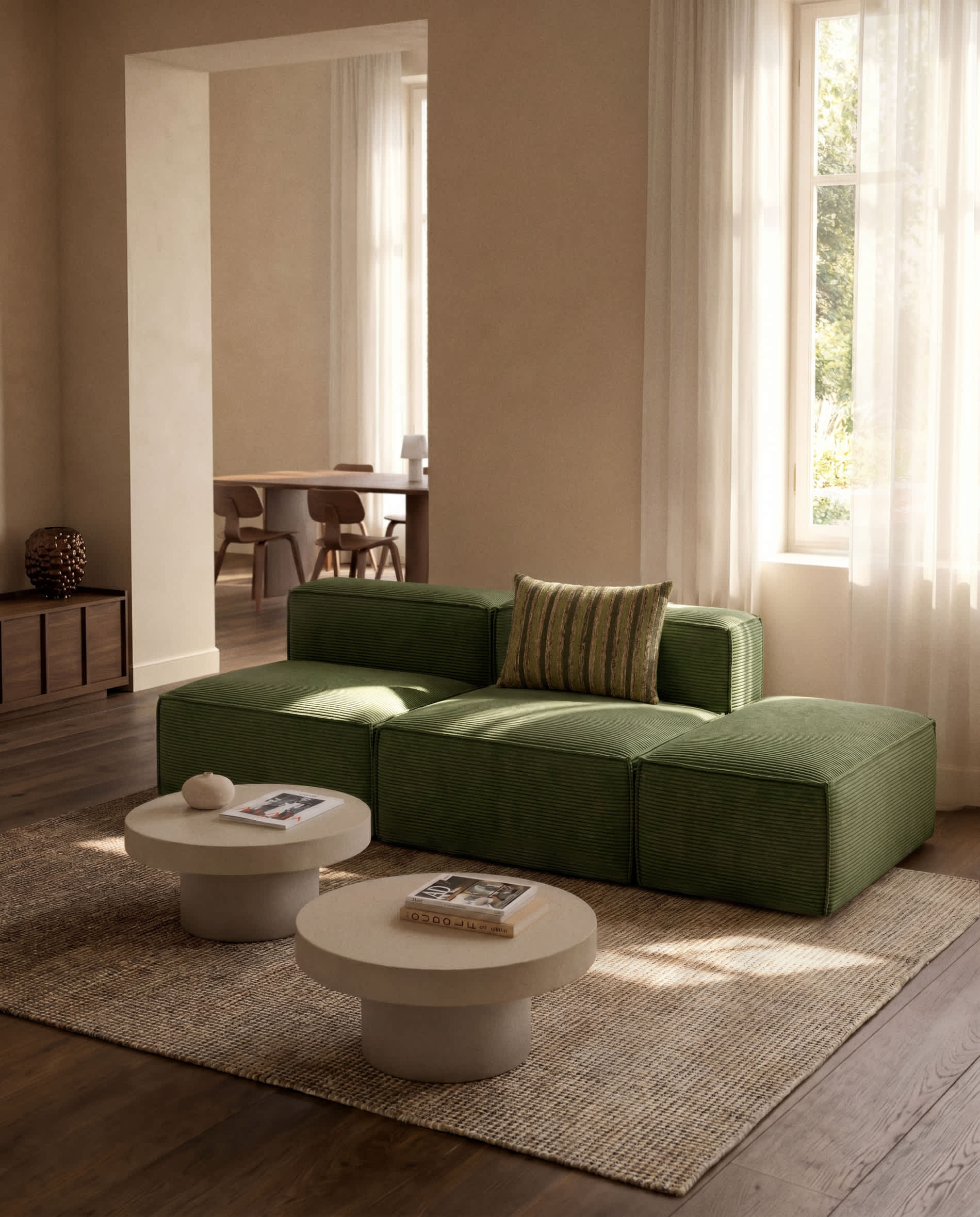 Canapé Blok 3 places avec pouf terminal — Kave Home