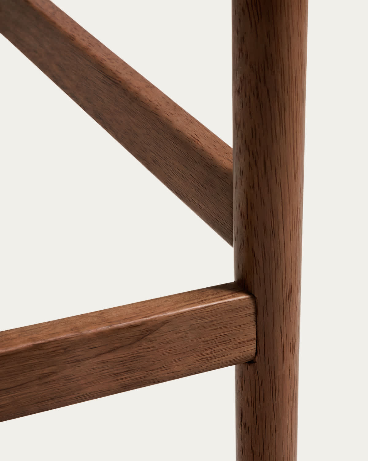 Evera stool with backrest in oak veneer with walnut finish 65cm