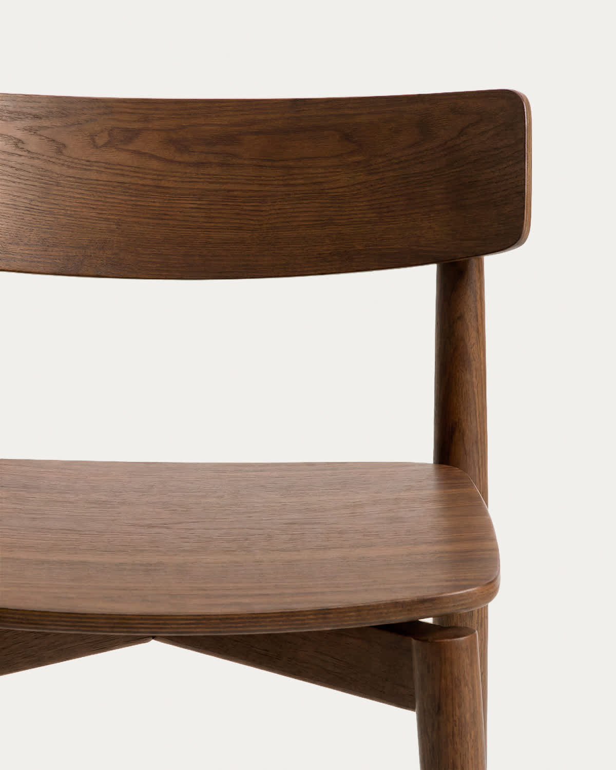 Evera stool with backrest in oak veneer with walnut finish 65cm
