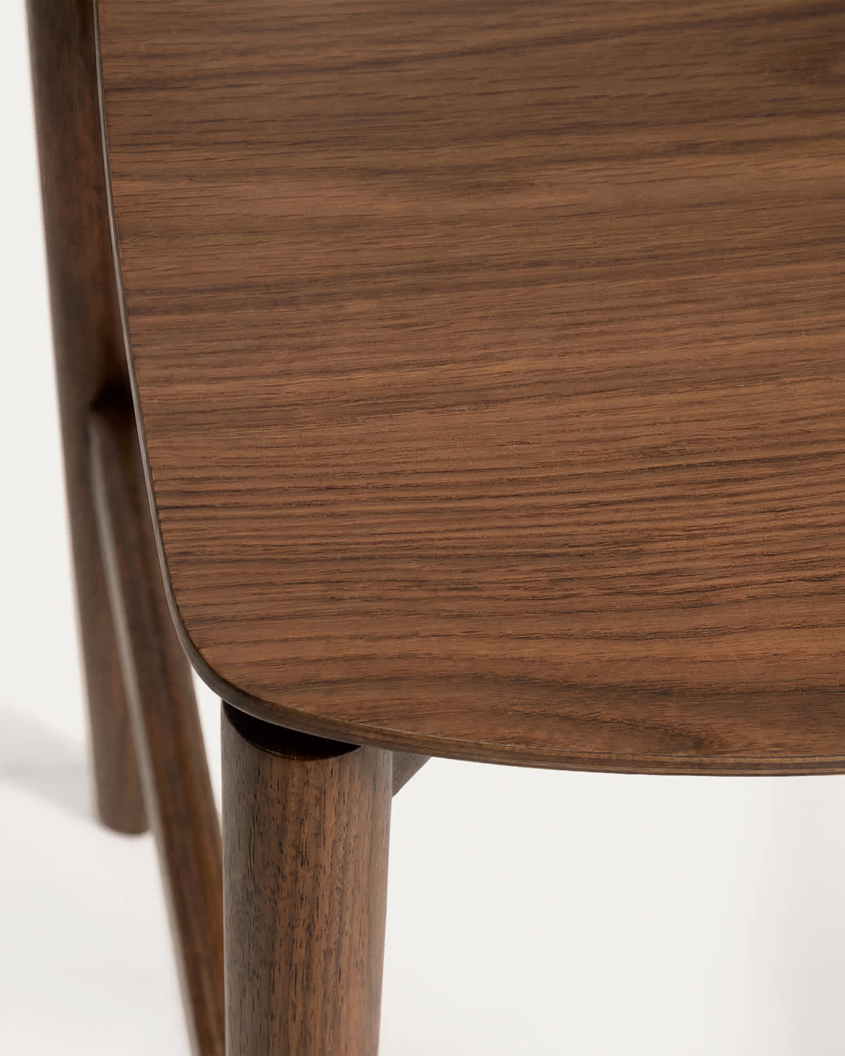 Evera stool with backrest in oak veneer with walnut finish 65cm