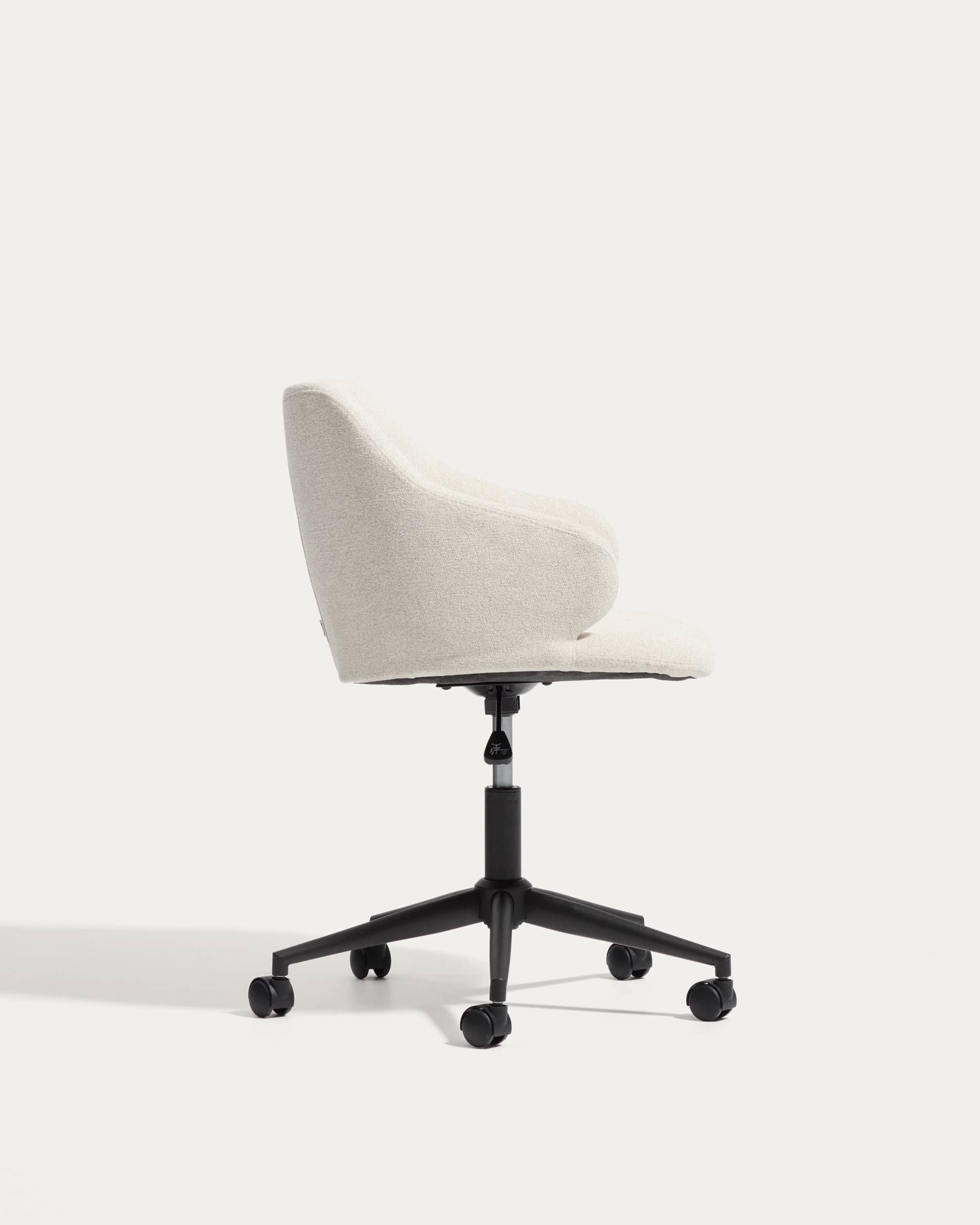 Einara beige chenille desk chair with black steel legs