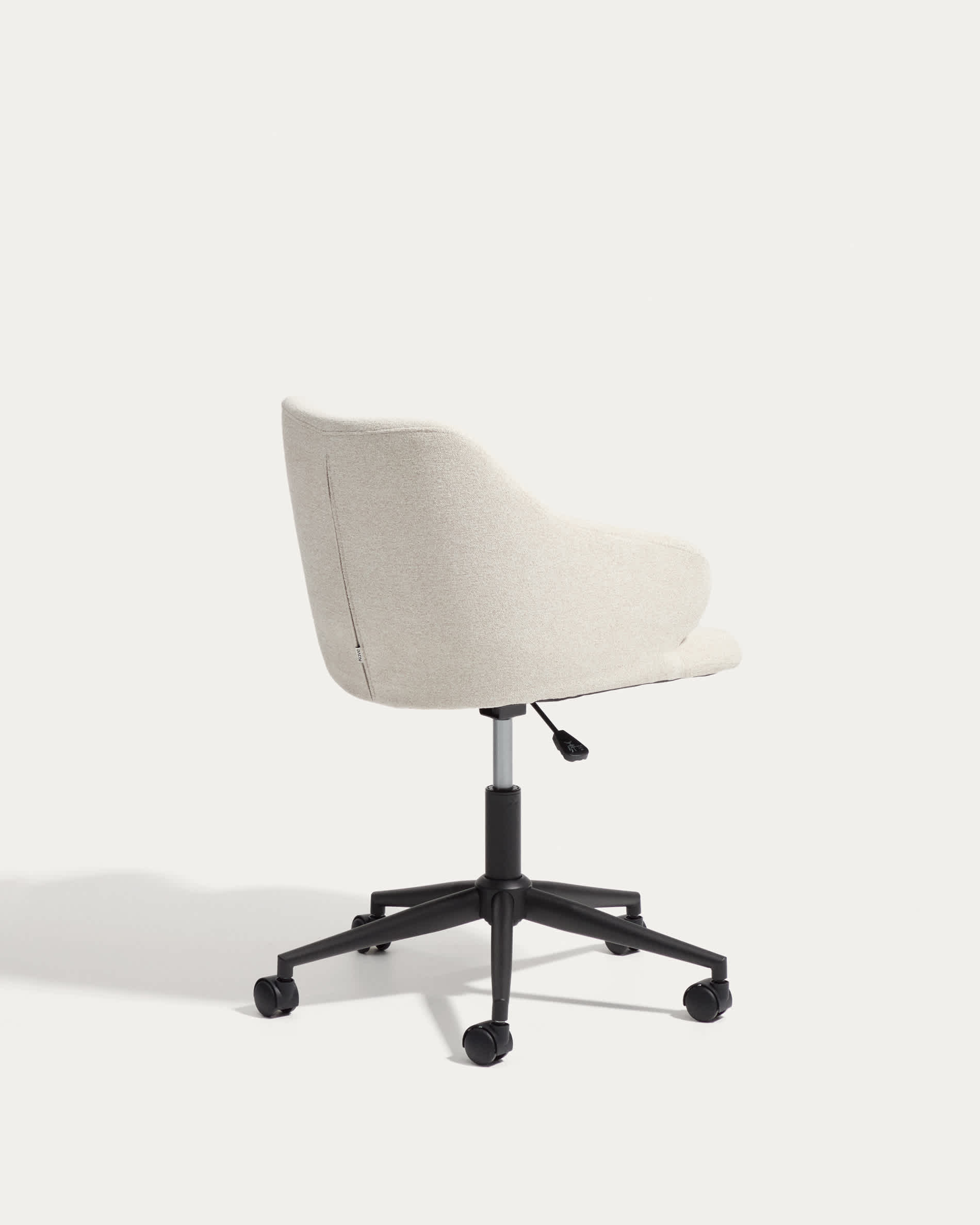 Einara beige chenille desk chair with black steel legs