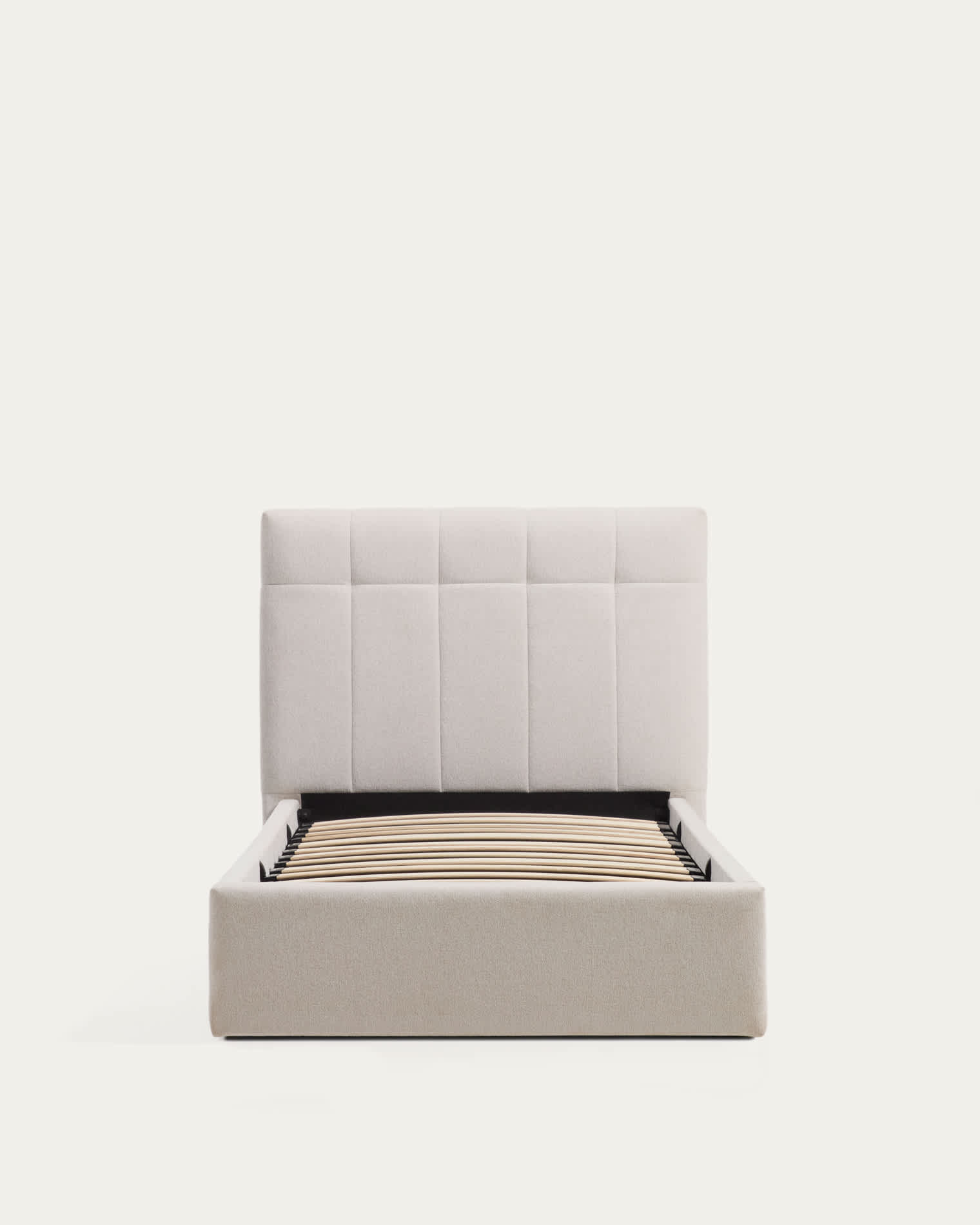 Darnela ecru chenille bed with folding storage base for 90 x 200cm mattress