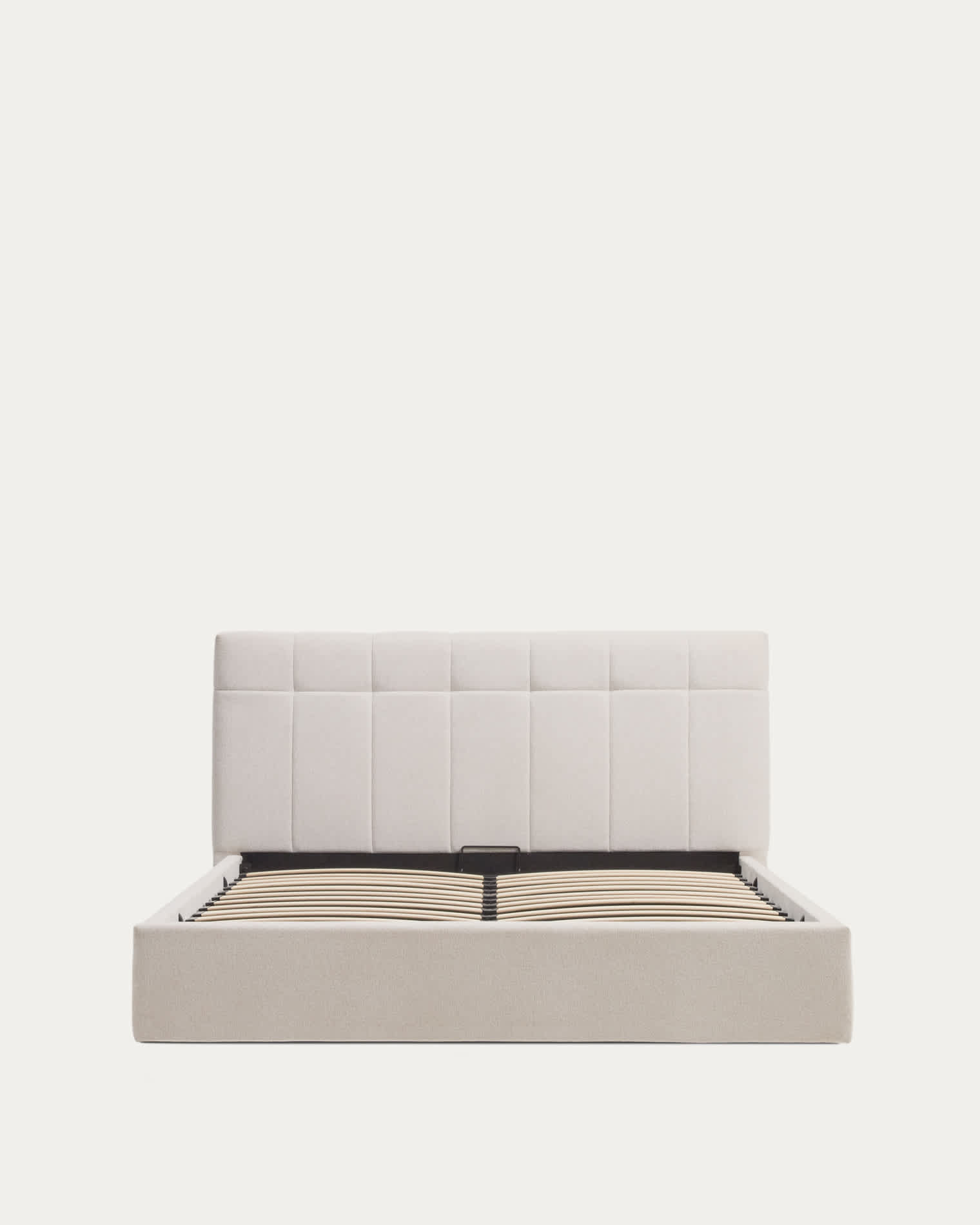 Darnela ecru chenille bed with folding storage base for 160 x 200cm mattress