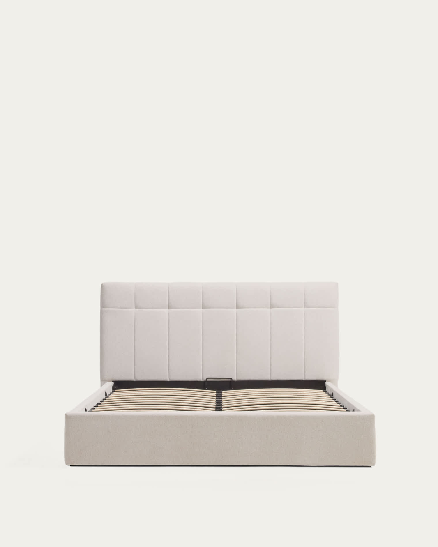 Darnela ecru chenille bed with folding storage base for 150 x 200cm mattress